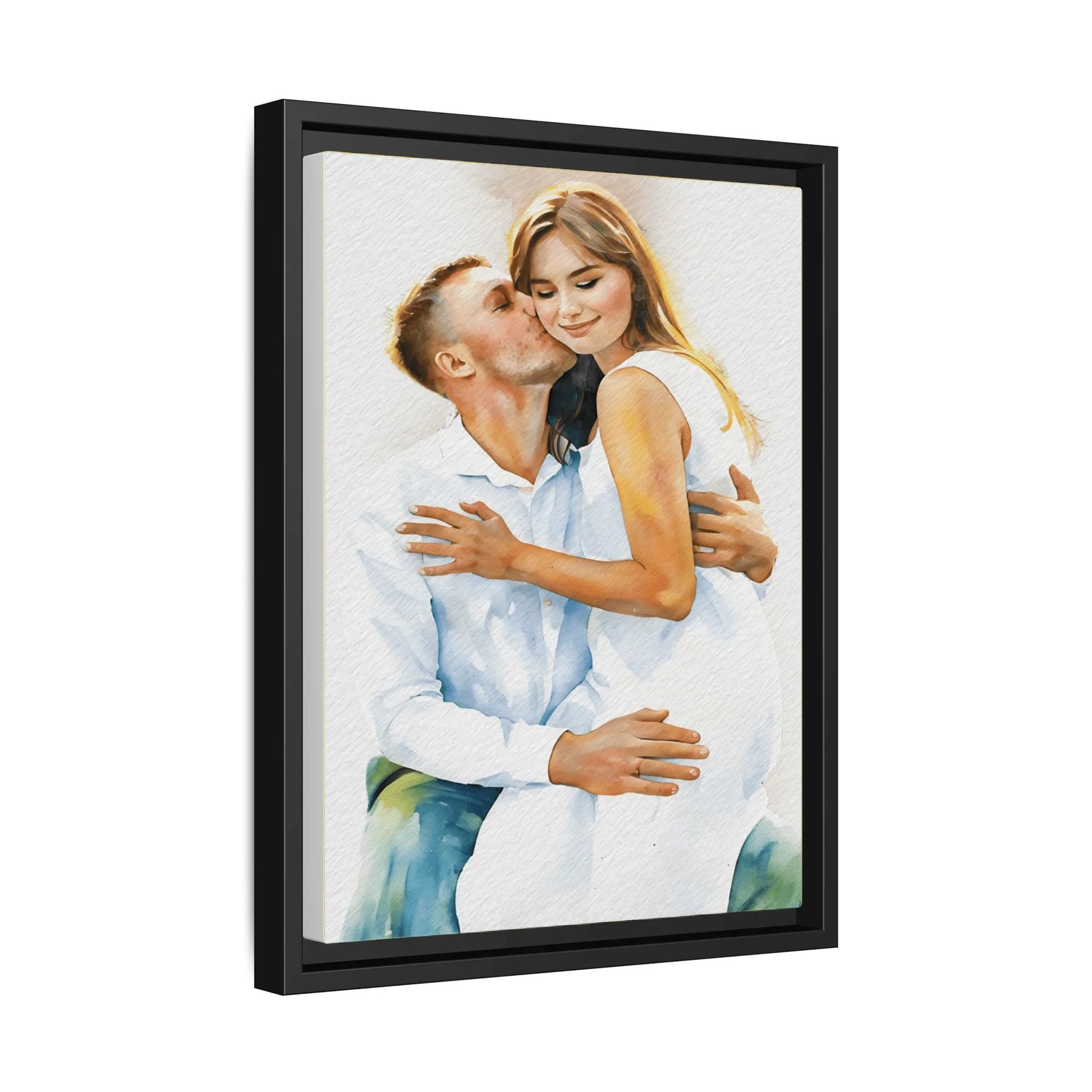 Custom Couple Portrait Turn Photo to Unique Watercolor Style Art, Perfect Gift Canvas - BeUnikArt