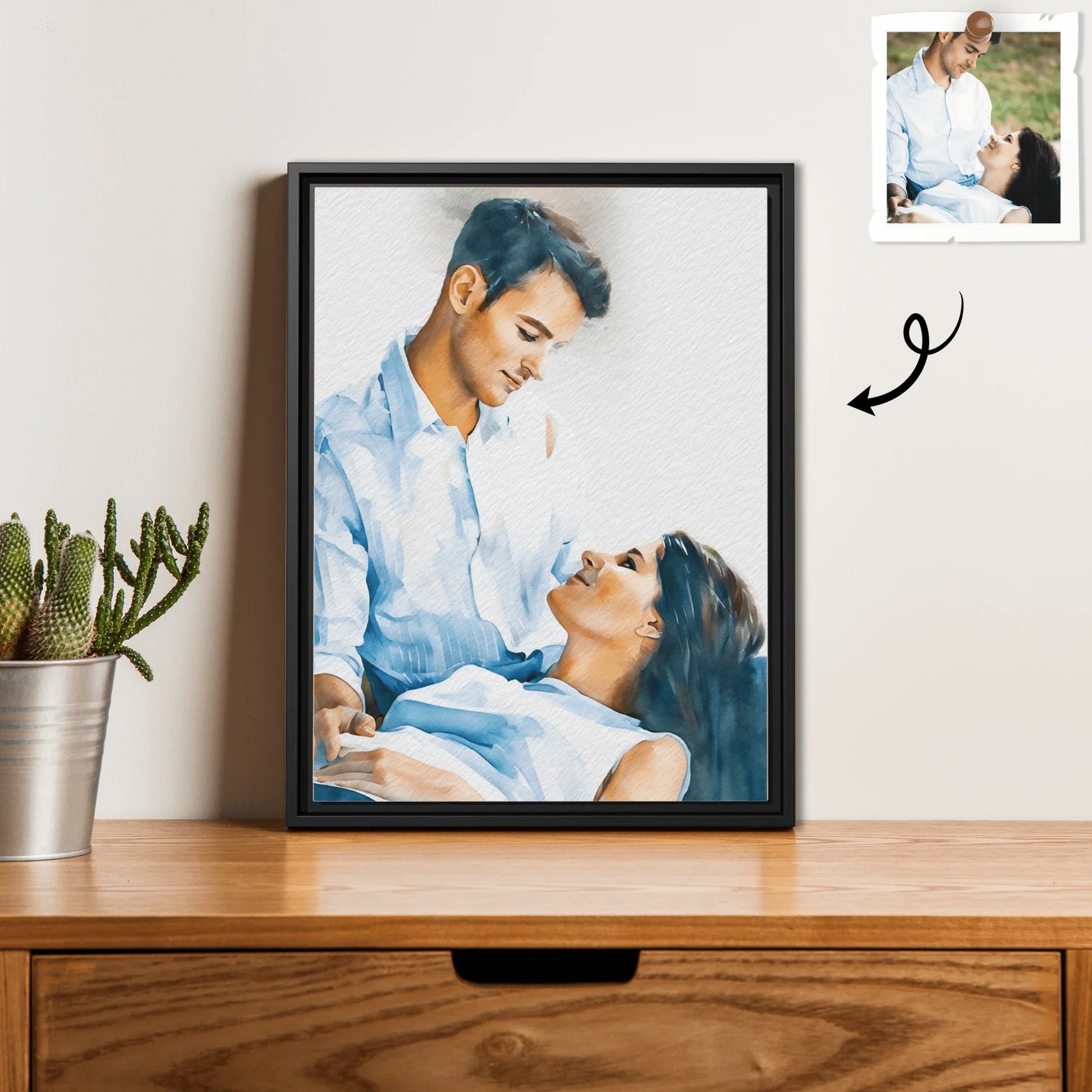 Custom Couple Portrait Turn Photo to Unique Watercolor Style Art, Perfect Gift Digital File - BeUnikArt