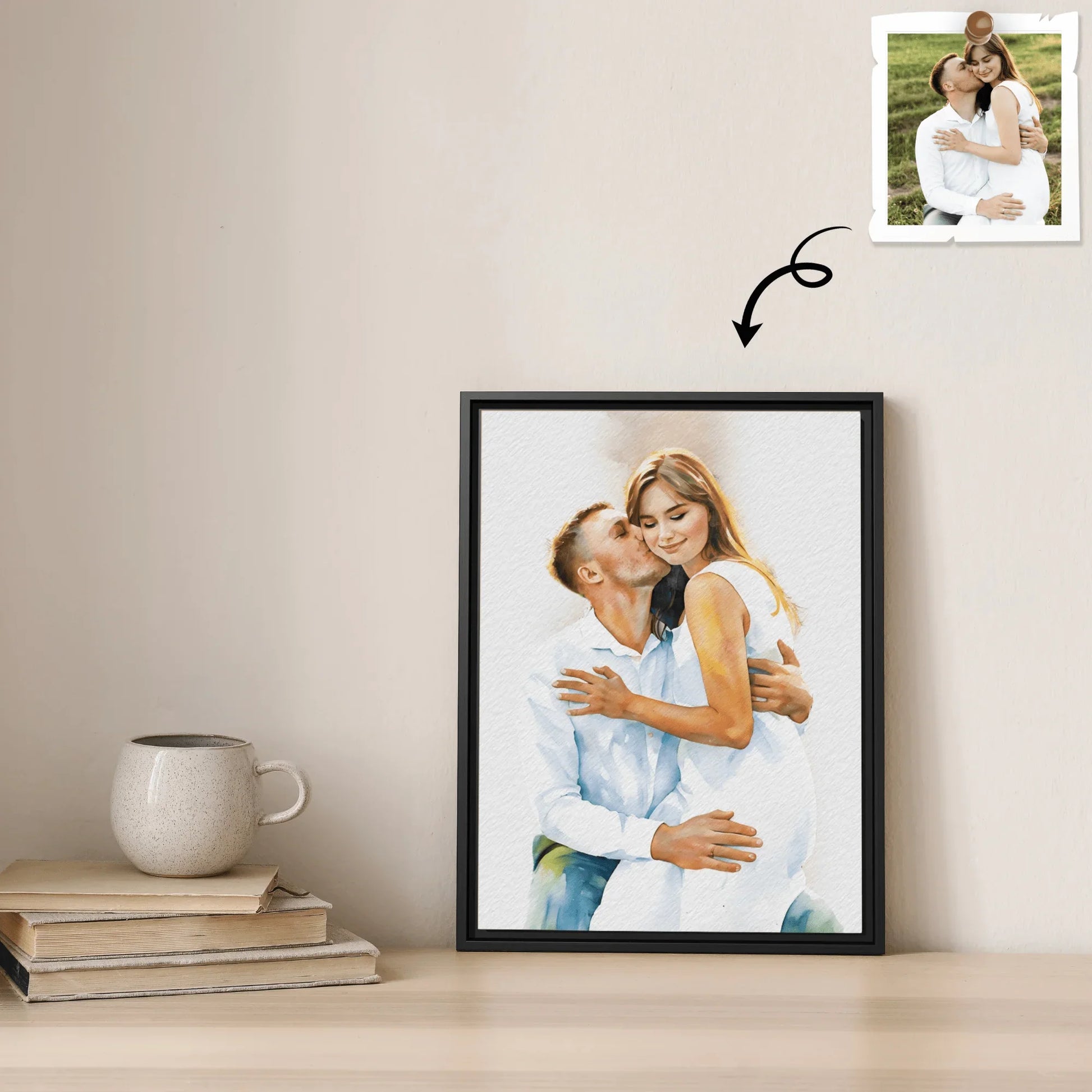 Custom Couple Portrait Turn Photo to Unique Watercolor Style Art, Perfect Gift Digital File - BeUnikArt