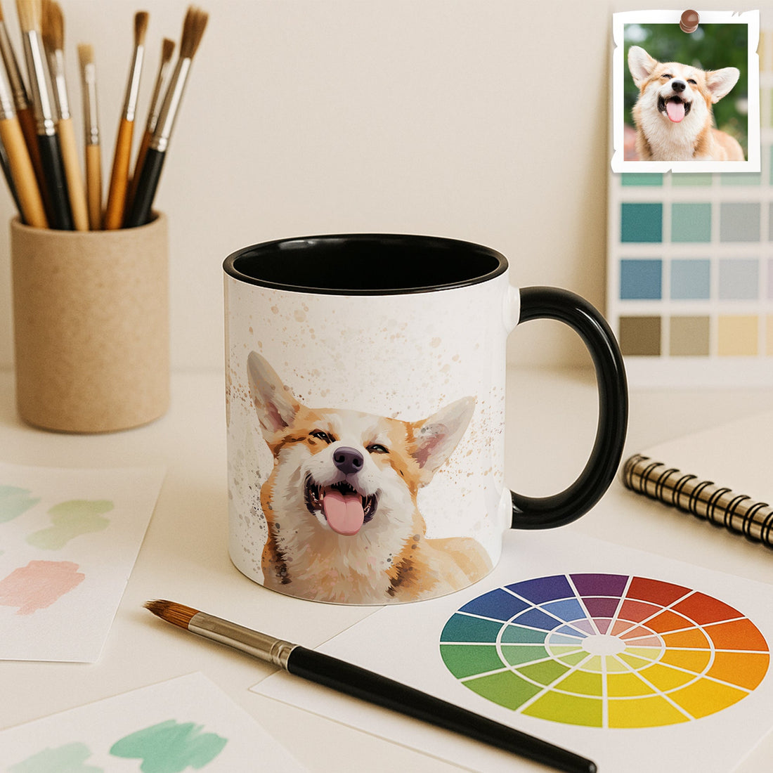 Custom Pet Illustration from Photo, Fun Gift Idea, Accent Coffee Mug (11, 15oz) - BeUnikArt