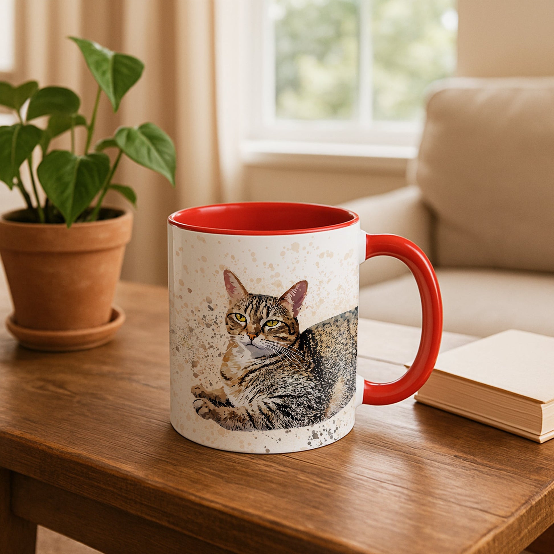Custom Pet Portrait for Dog or Cat Lovers, Illustration Art Gift, Accent Coffee Mug (11, 15oz) - BeUnikArt