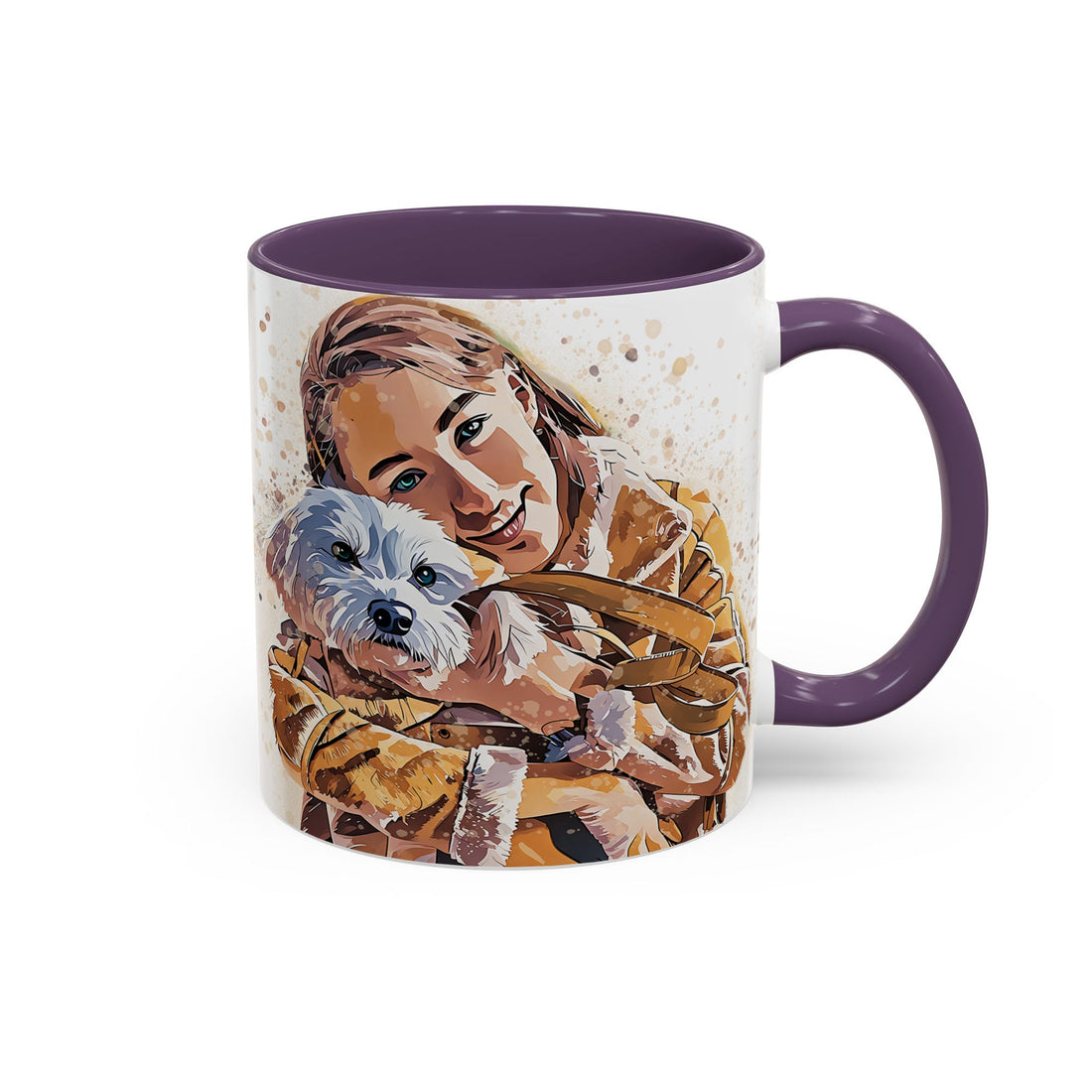Custom Pet Portrait for Dog or Cat Lovers, Illustration Art Gift, Accent Coffee Mug (11, 15oz) - BeUnikArt