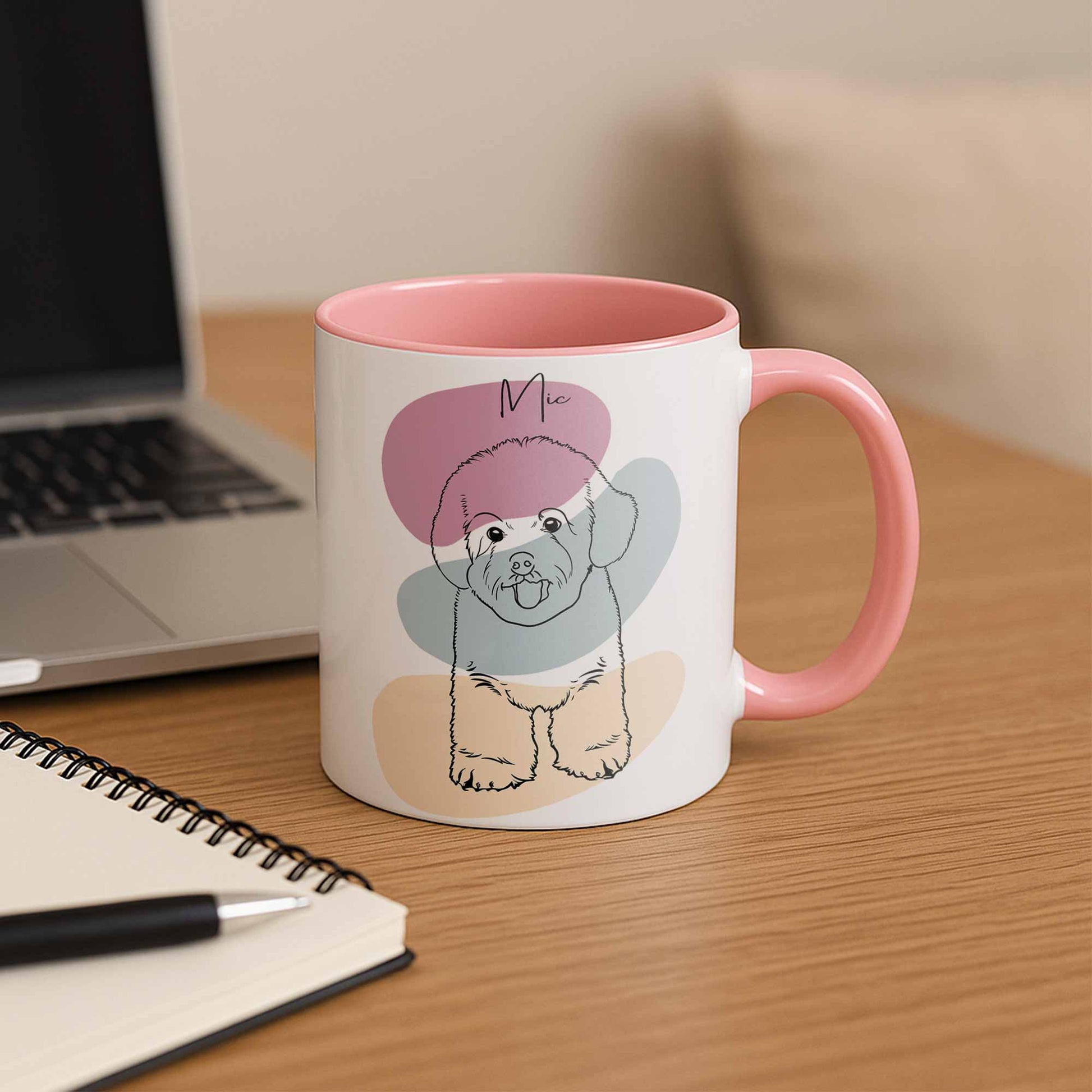 Custom Pet Portrait Minimalist Line Drawing for Pet Lovers, Turn Art Photo Gift, Accent Coffee Mug (11, 15oz) - BeUnikArt