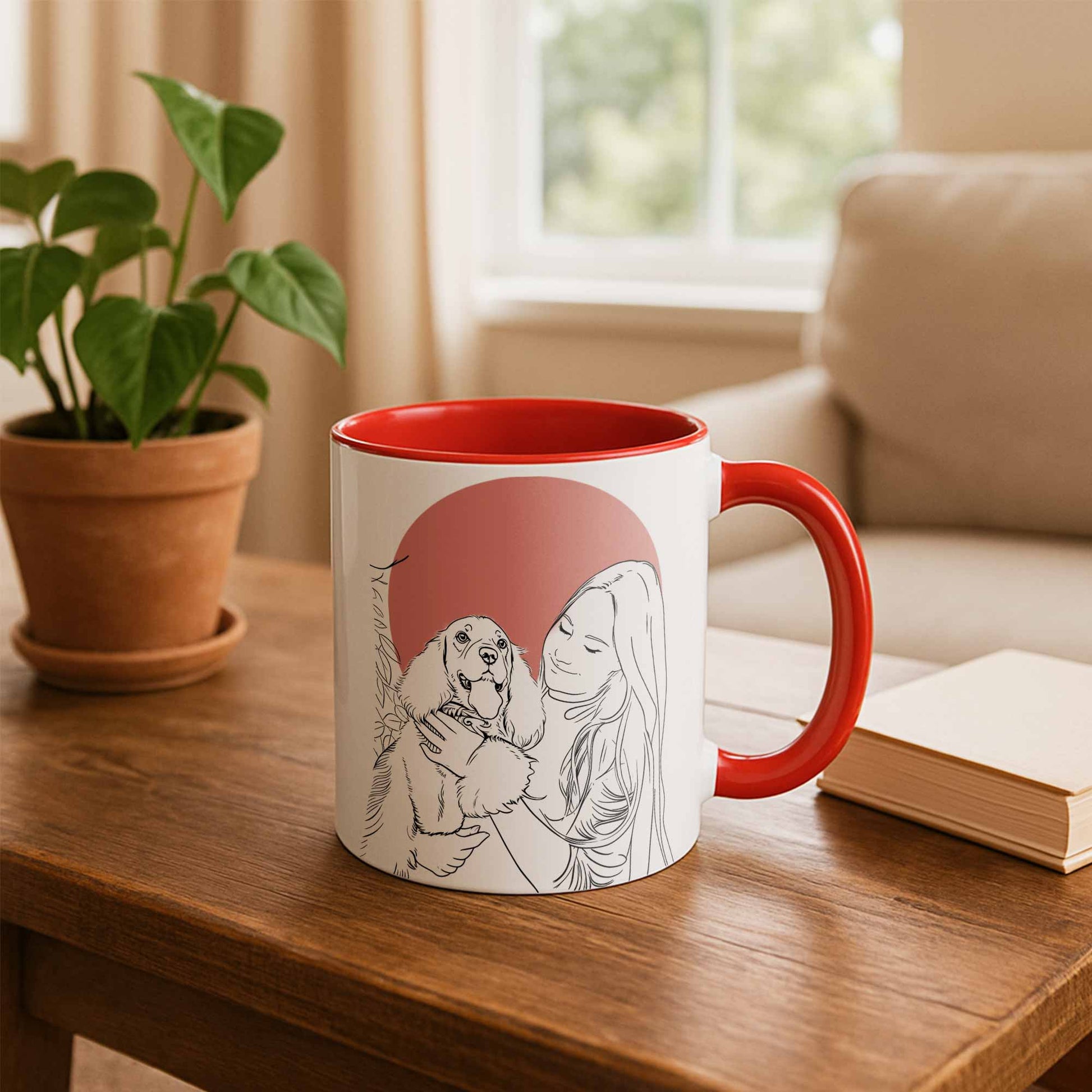 Custom Turn Your Pet Photo into Line Art, Personalized Pet Mug, Accent Coffee Mug (11, 15oz) - BeUnikArt