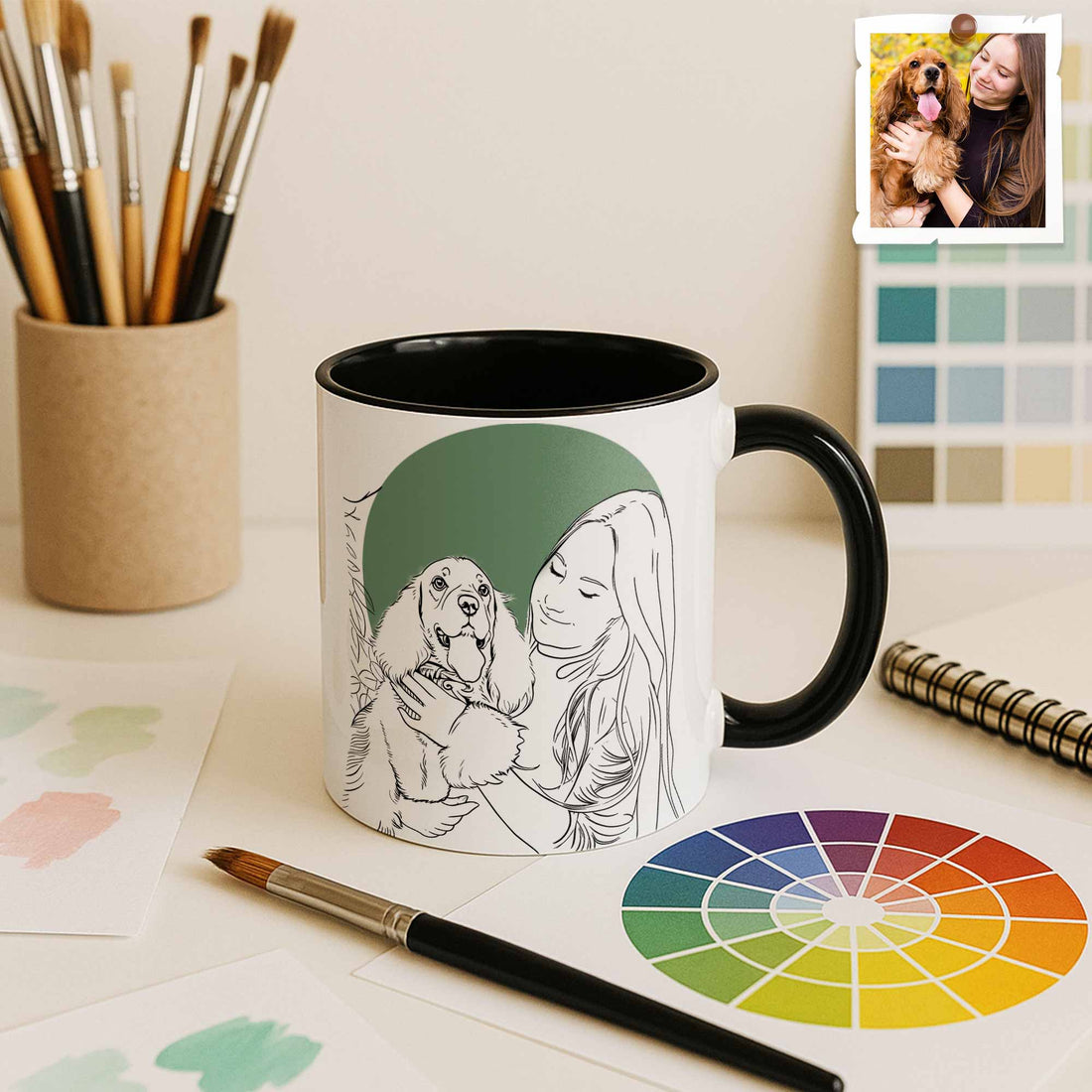 Custom Turn Your Pet Photo into Line Art, Personalized Pet Mug, Accent Coffee Mug (11, 15oz) - BeUnikArt