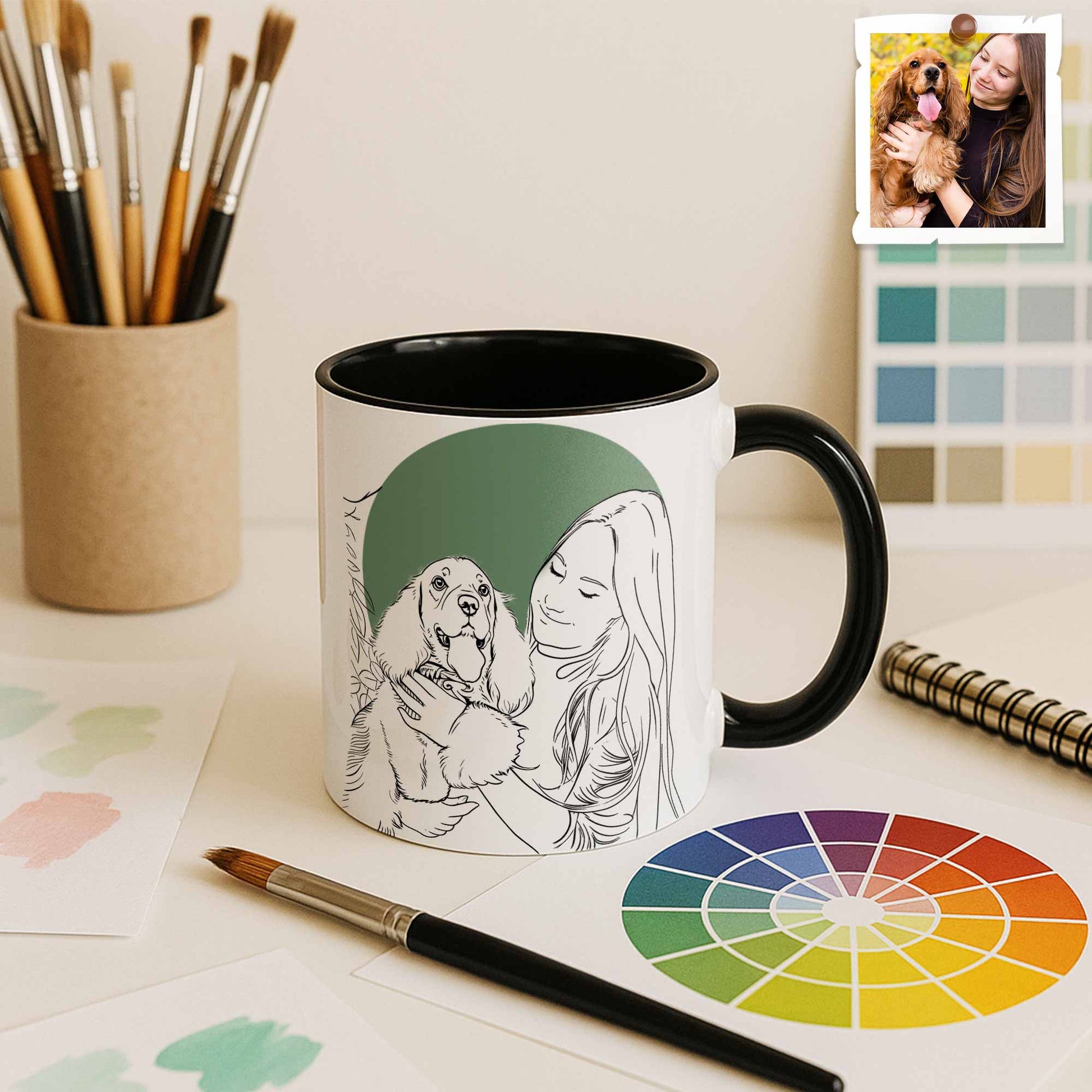 Custom Turn Your Pet Photo into Line Art, Personalized Pet Mug, Accent Coffee Mug (11, 15oz) - BeUnikArt