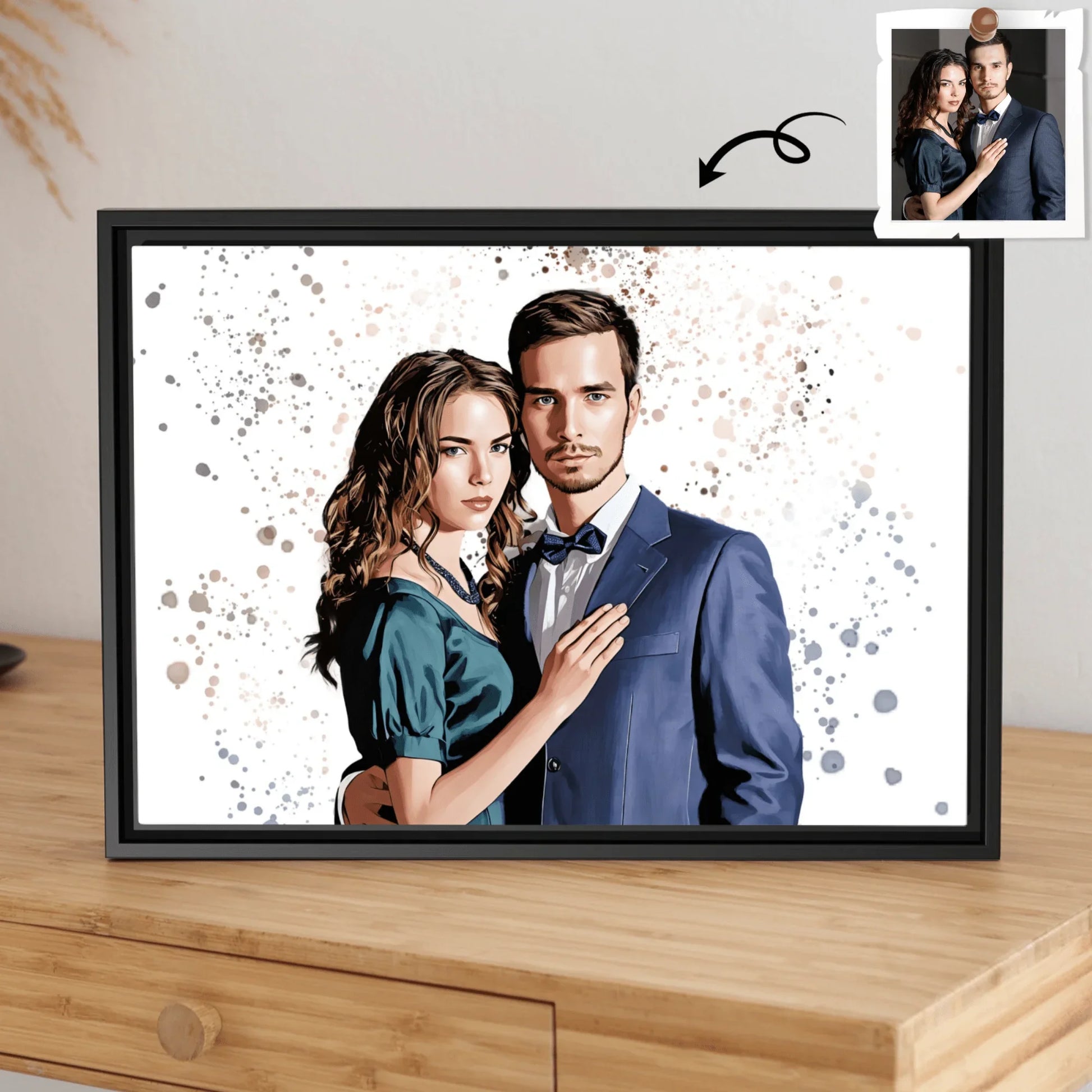 Custom Your Sweet Moment Into Illustration Art, Romantic Couple Canvas - BeUnikArt