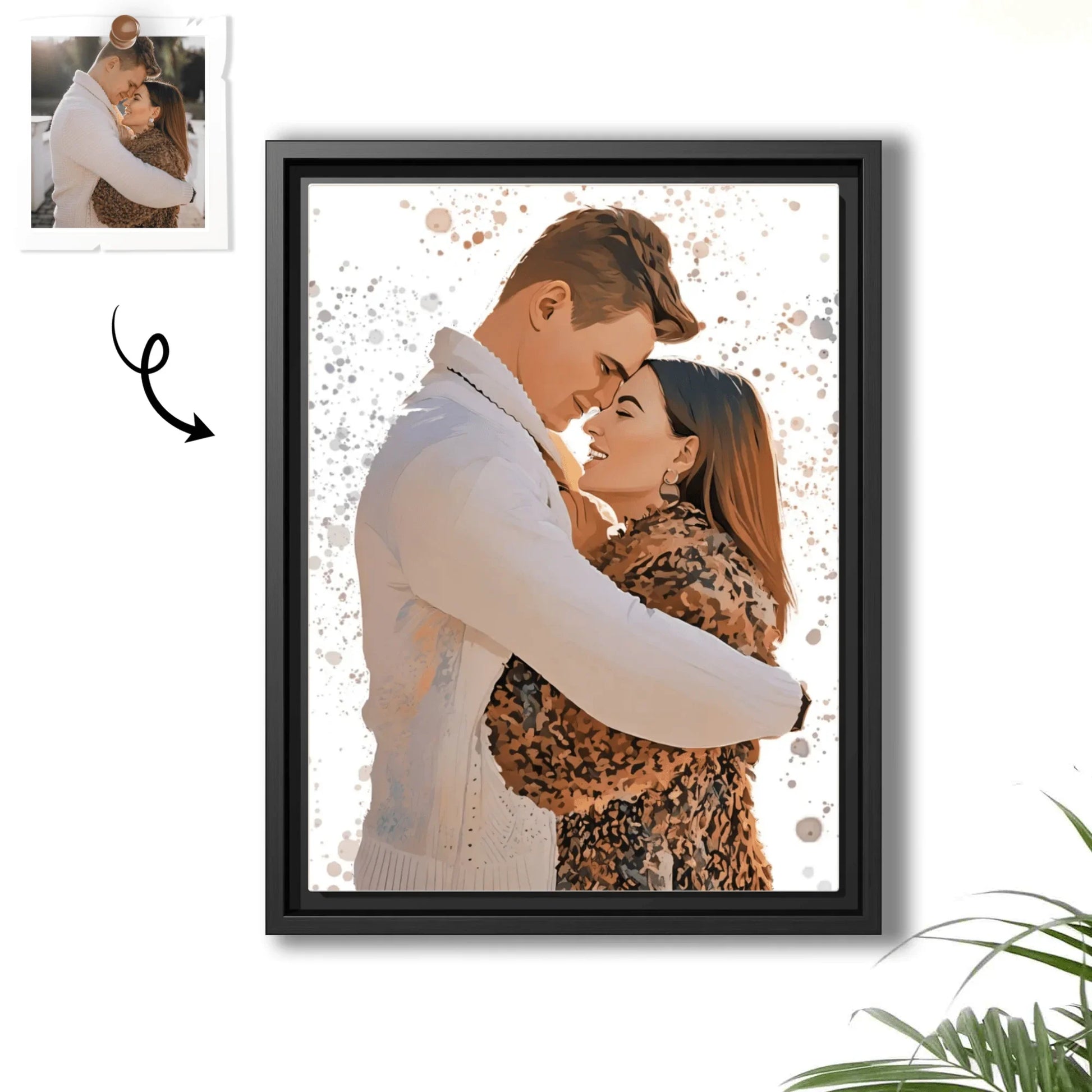 Custom Your Sweet Moment Into Illustration Art, Romantic Couple Canvas - BeUnikArt