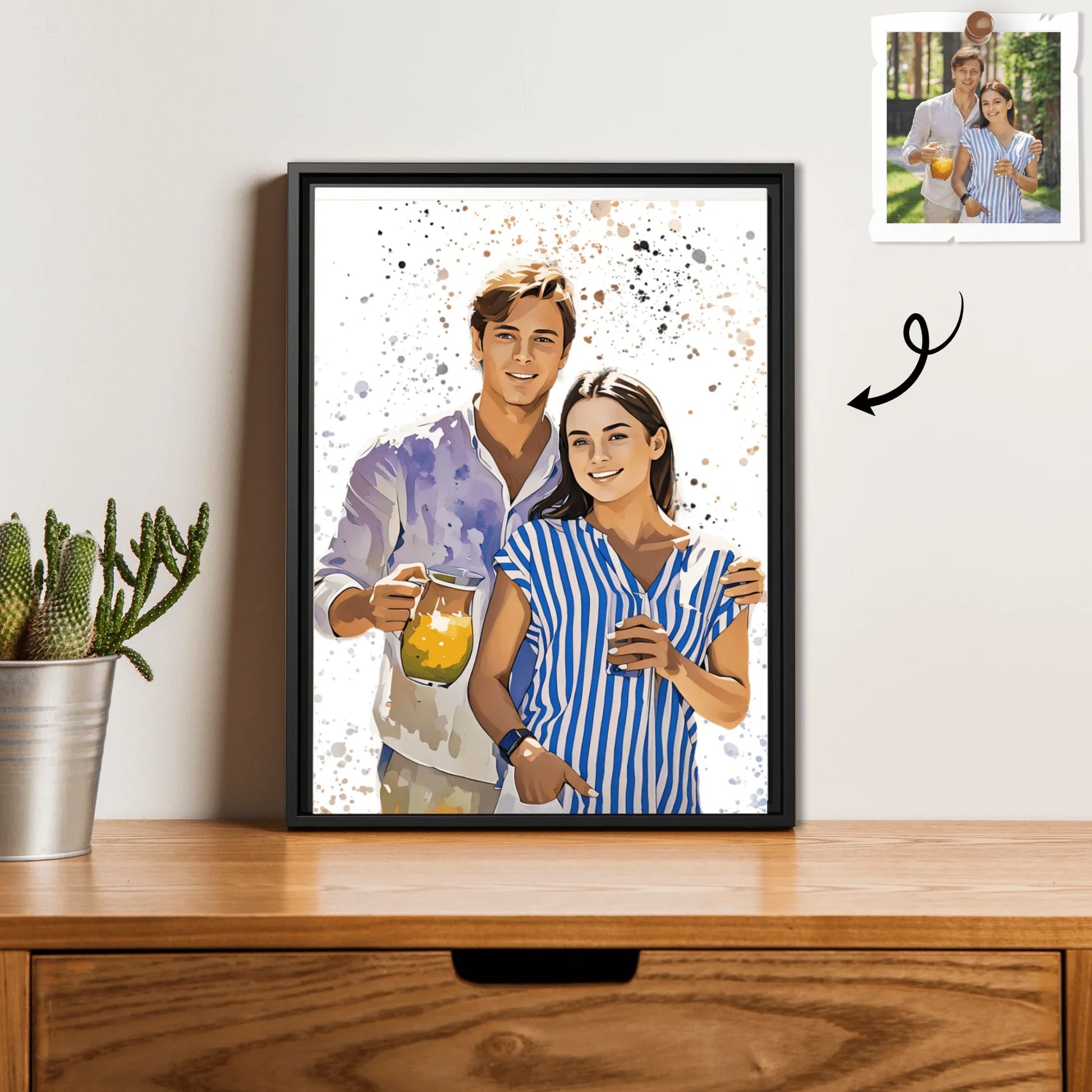 Custom Your Sweet Moment Into Illustration Art, Romantic Couple Canvas - BeUnikArt