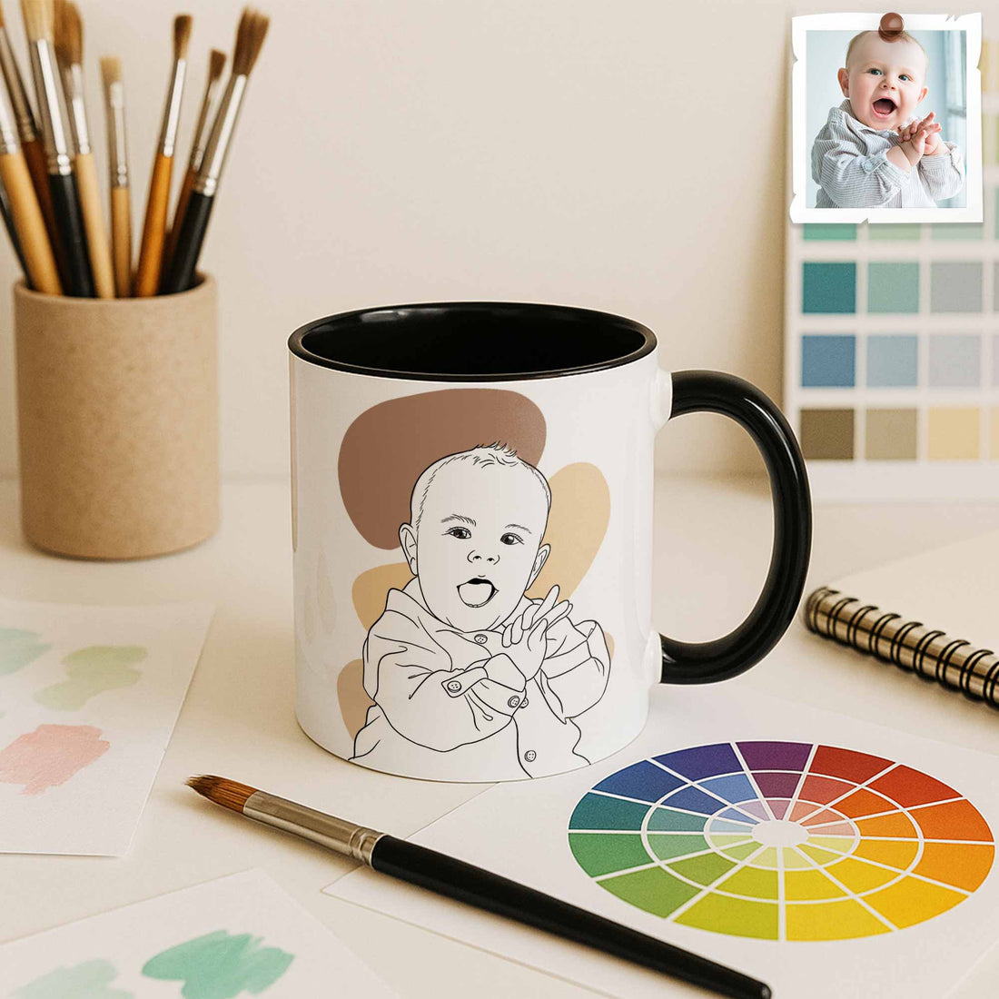 Customized Baby Portrait, Newborn Keepsake Gift Mug, Accent Coffee Mug (11, 15oz) - BeUnikArt