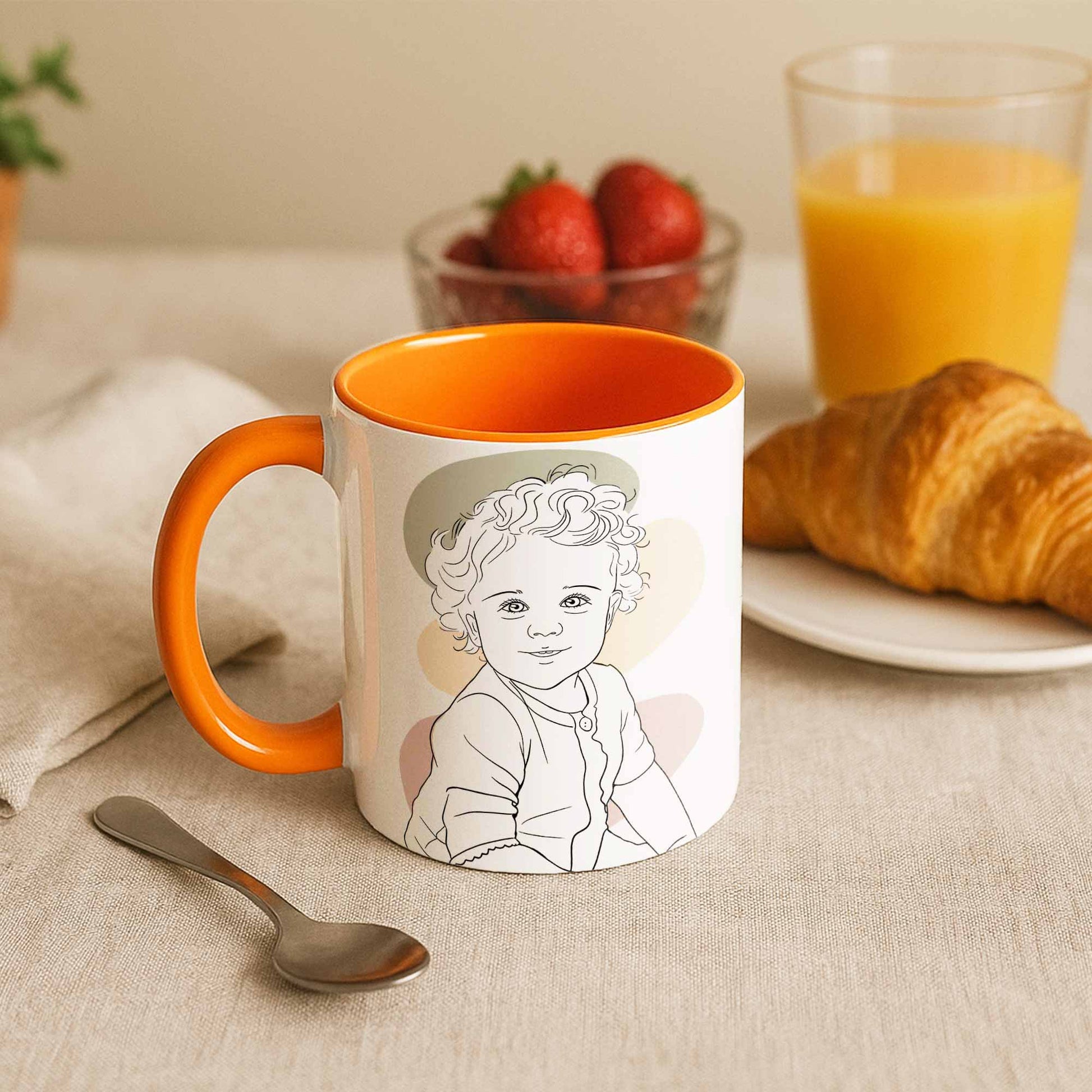 Customized Baby Portrait, Newborn Keepsake Gift Mug, Accent Coffee Mug (11, 15oz) - BeUnikArt