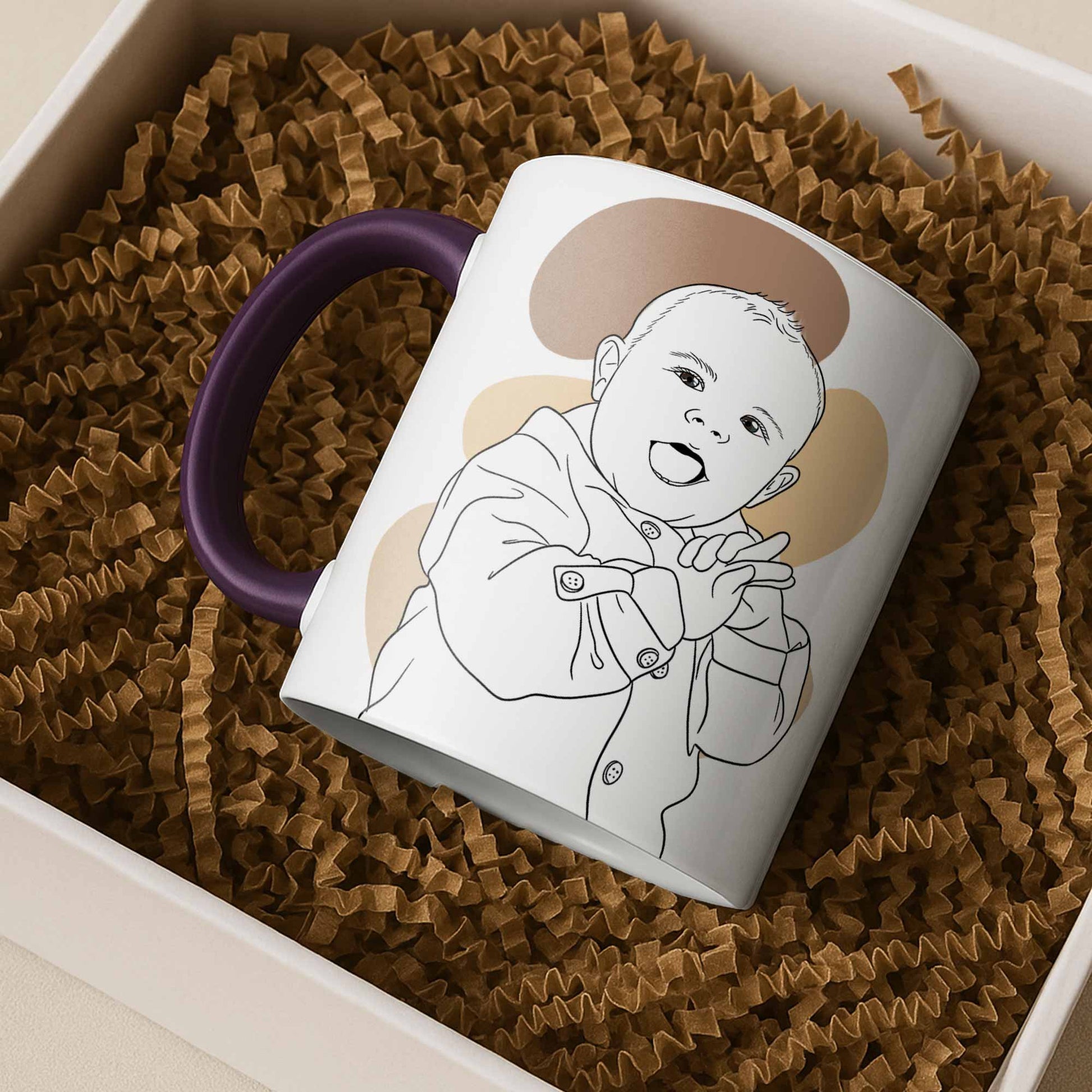 Customized Baby Portrait, Newborn Keepsake Gift Mug, Accent Coffee Mug (11, 15oz) - BeUnikArt