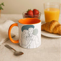 Customized Couple Portrait Photo to Line Art, Lovely Anniversary Gift, Accent Coffee Mug (11, 15oz) - BeUnikArt