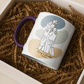 Customized Couple Portrait Photo to Line Art, Lovely Anniversary Gift, Accent Coffee Mug (11, 15oz) - BeUnikArt
