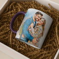Customized Couple Watercolor Style Art Mug, Love Portrait, Accent Coffee Mug (11, 15oz) - BeUnikArt