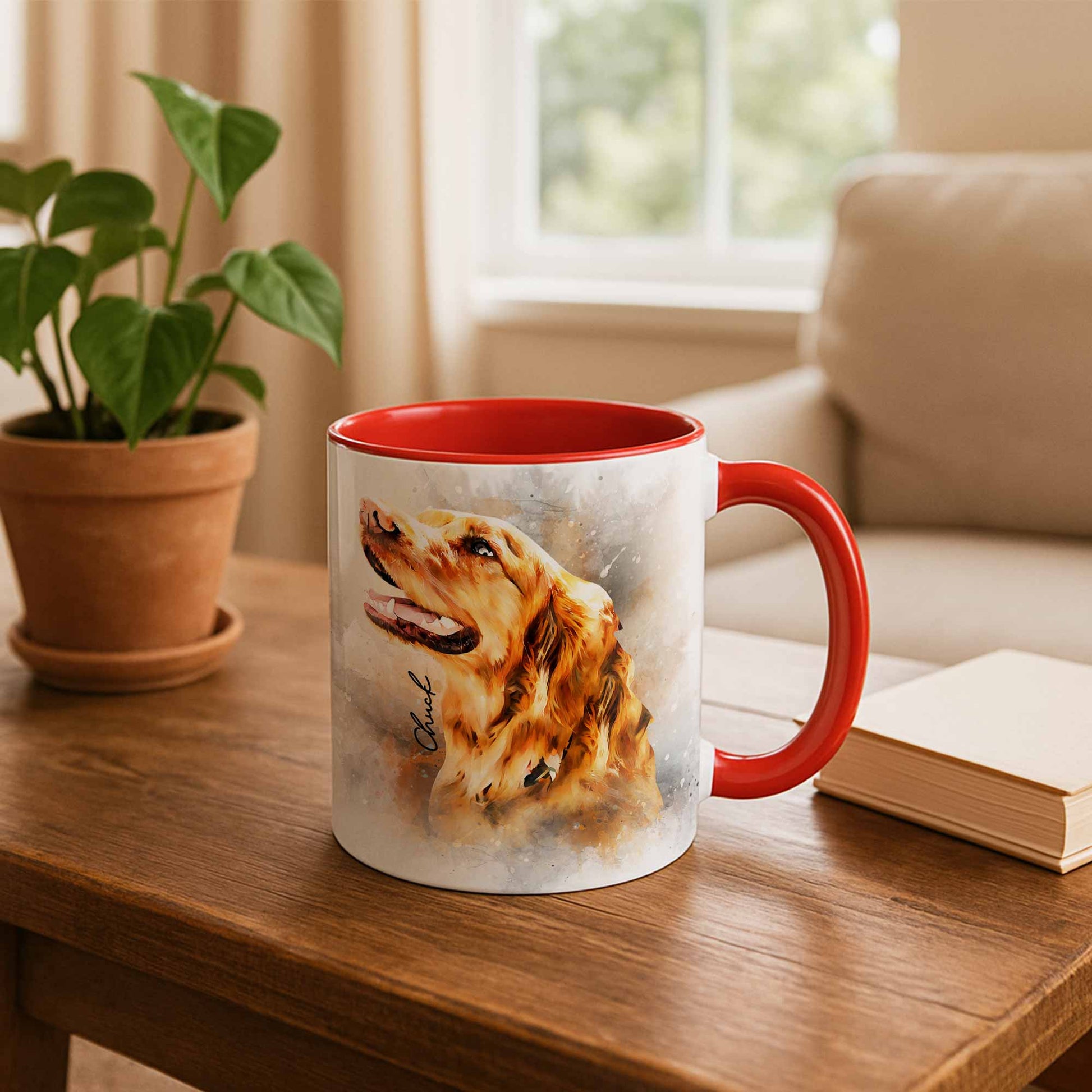 Customized Pet Adventure Water Color Style Art Mug, Turn Photo to Art, Accent Coffee Mug (11, 15oz) - BeUnikArt