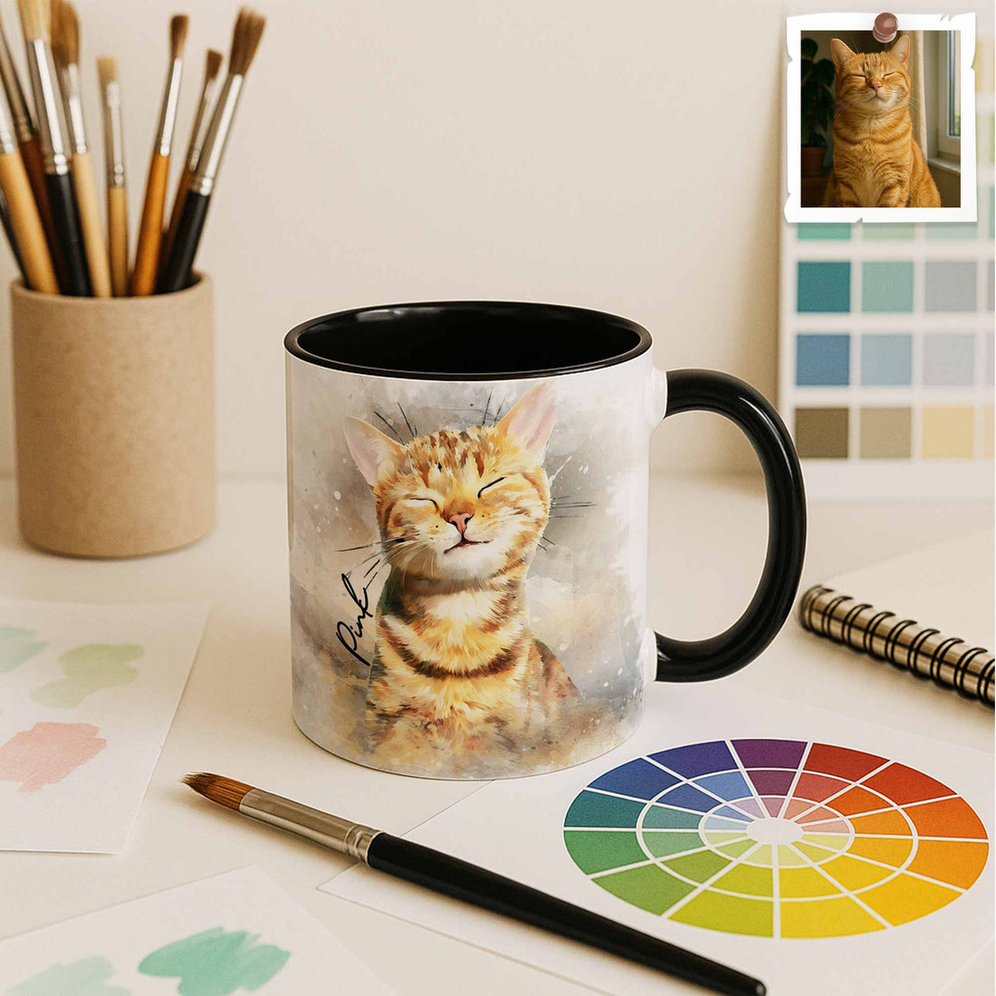 Customized Pet Adventure Water Color Style Art Mug, Turn Photo to Art, Accent Coffee Mug (11, 15oz) - BeUnikArt