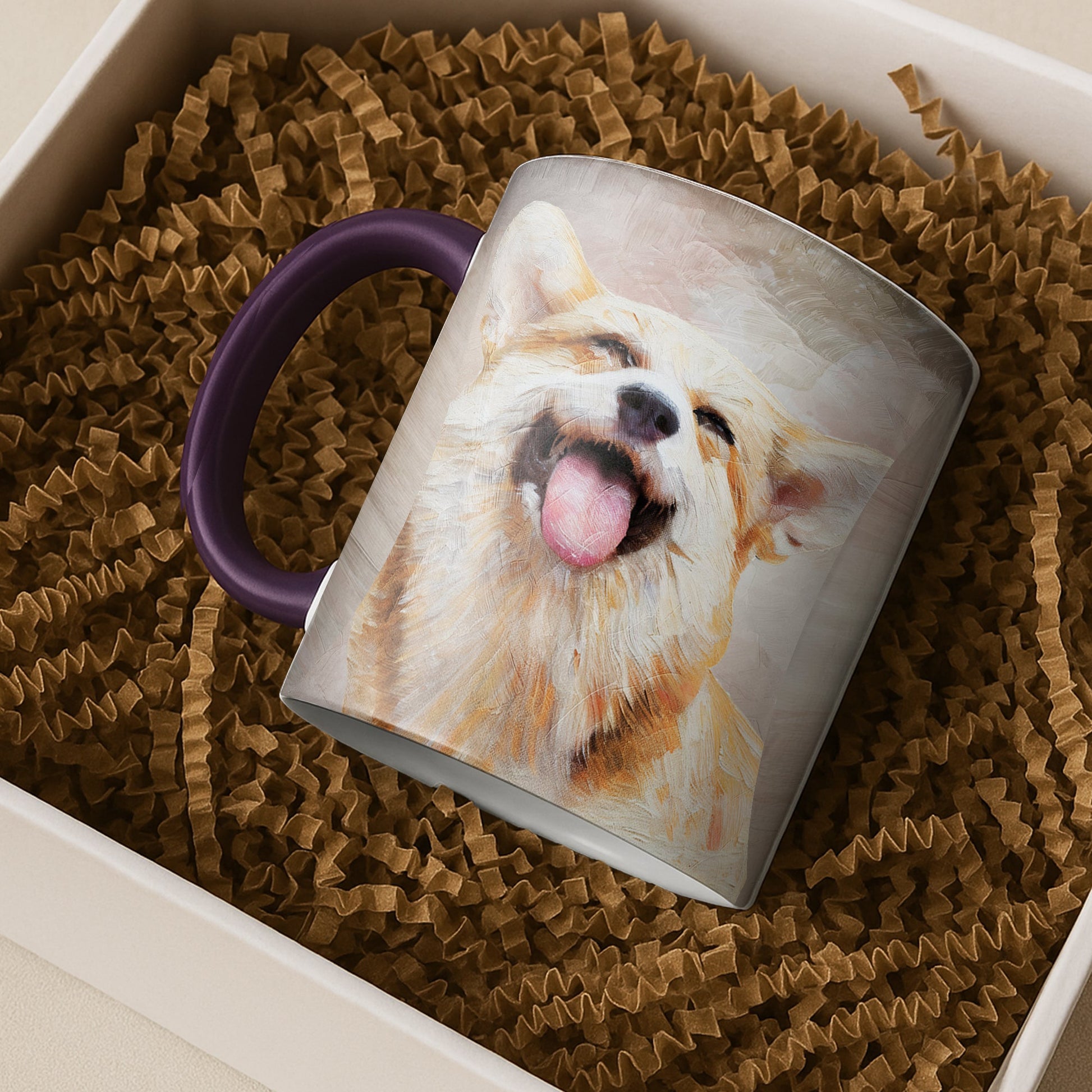 Customized Pet Photo to Art Mug, Oil Painting Style Design Accent Coffee Mug (11, 15oz) - BeUnikArt