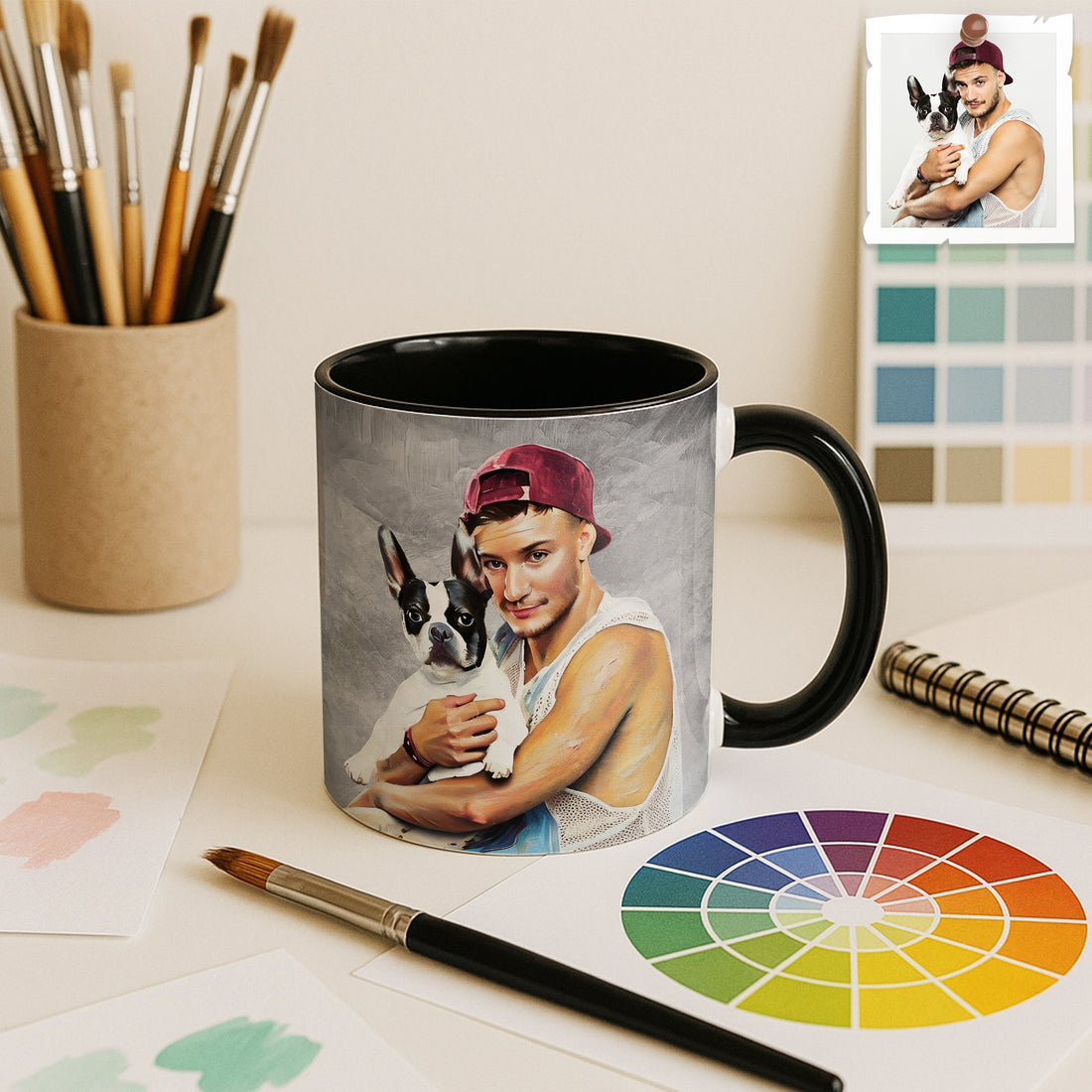 Customized Pet Photo to Art Mug, Oil Painting Style Design Accent Coffee Mug (11, 15oz) - BeUnikArt