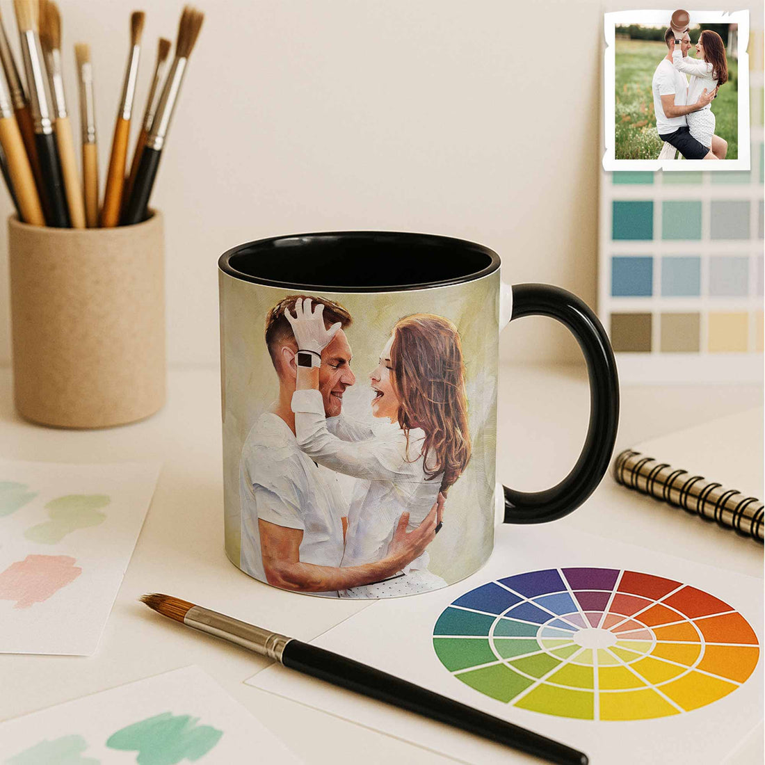 Customized Wedding Photo Oil Painting Style Art Mug, Romantic Gift, Accent Coffee Mug (11, 15oz) - BeUnikArt