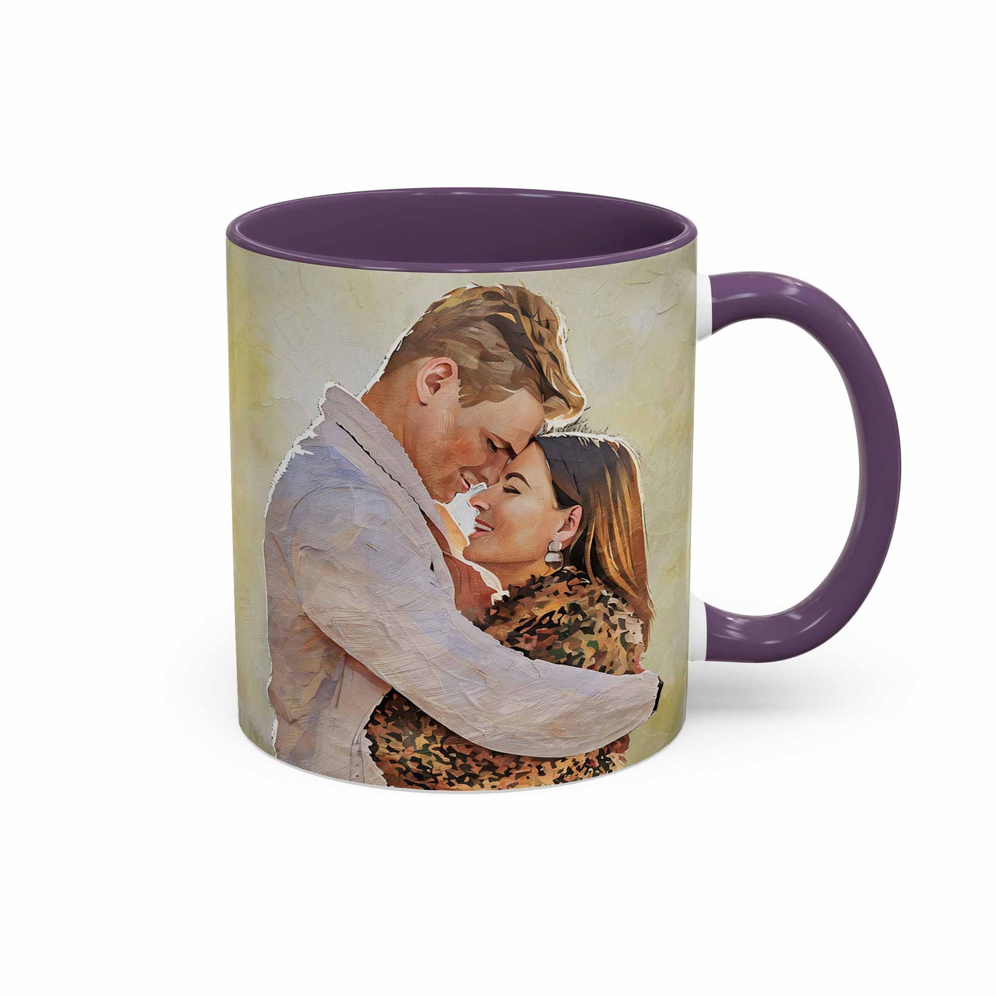 Customized Wedding Photo Oil Painting Style Art Mug, Romantic Gift, Accent Coffee Mug (11, 15oz) - BeUnikArt