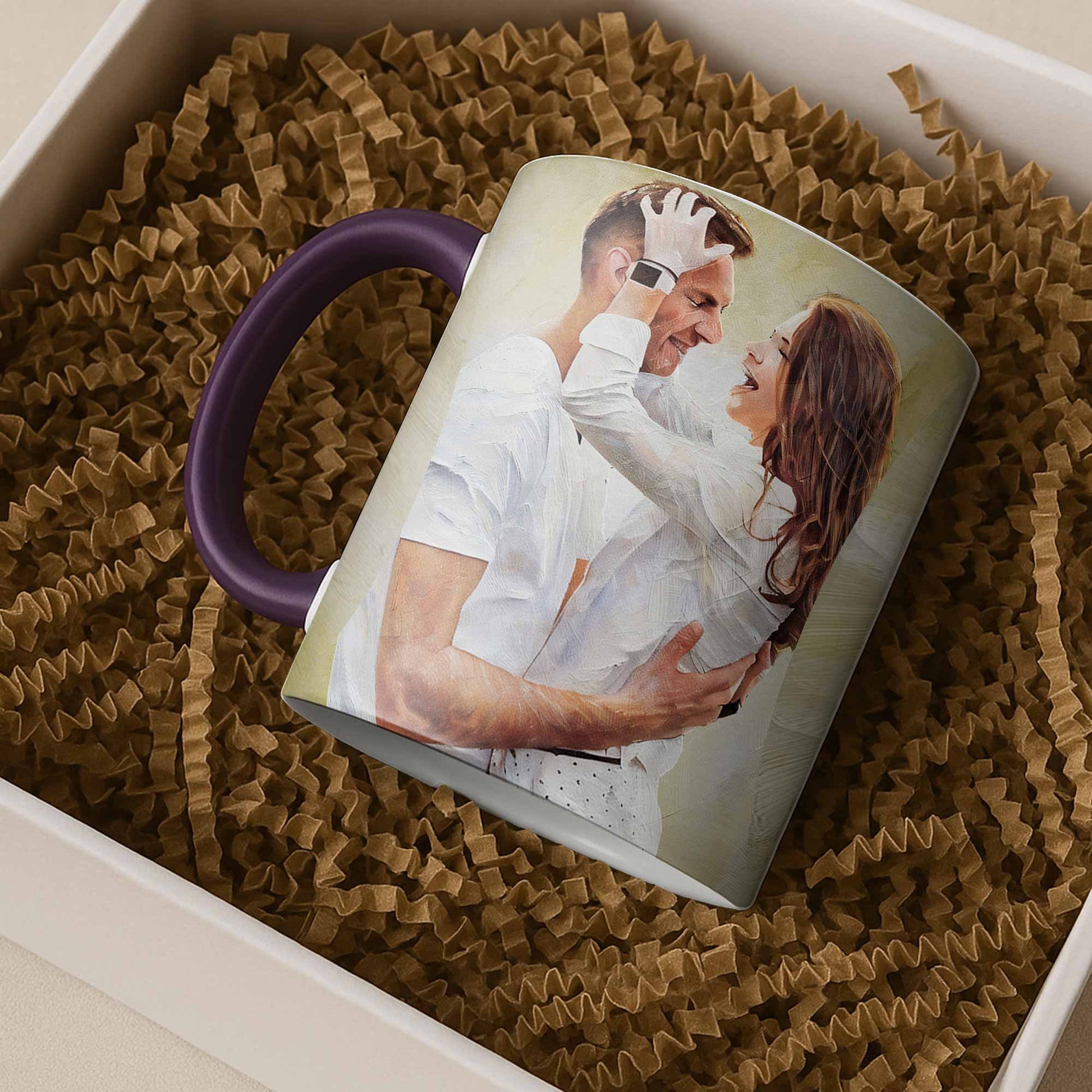 Customized Wedding Photo Oil Painting Style Art Mug, Romantic Gift, Accent Coffee Mug (11, 15oz) - BeUnikArt