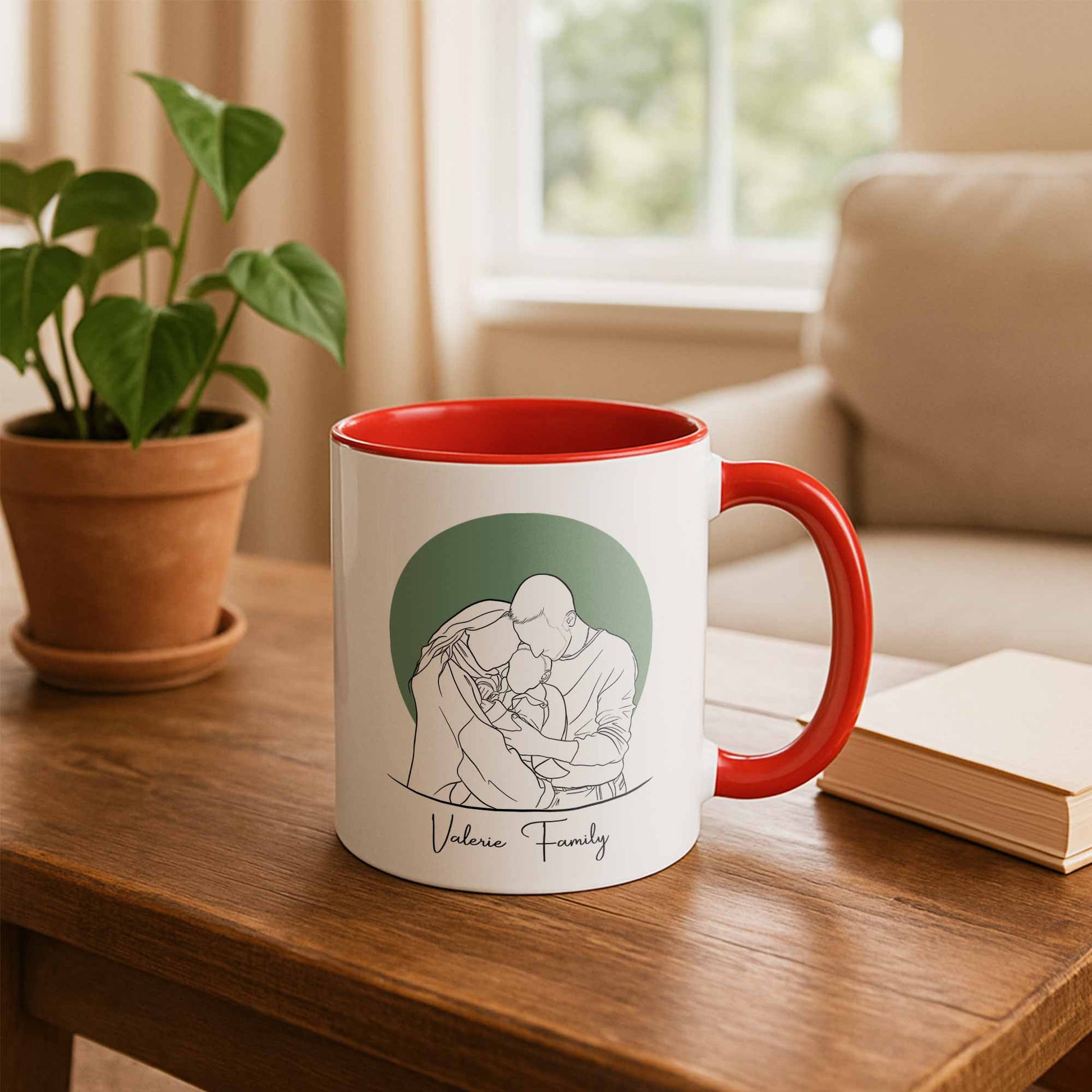 Minimalist Line Art from Your Photo, Anniversary Family Gift Idea, Accent Coffee Mug (11, 15oz) - BeUnikArt