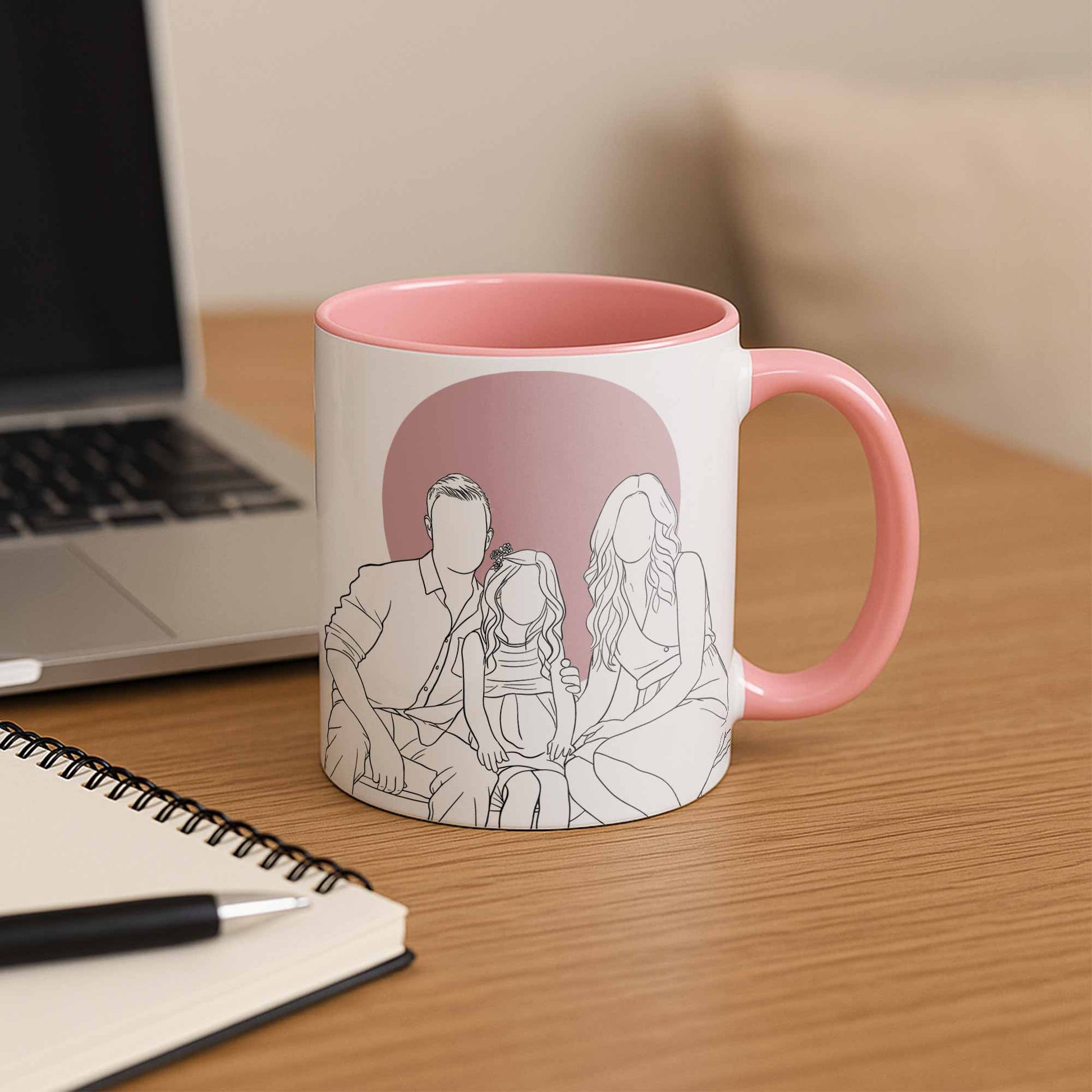 Minimalist Line Art from Your Photo, Anniversary Family Gift Idea, Accent Coffee Mug (11, 15oz) - BeUnikArt