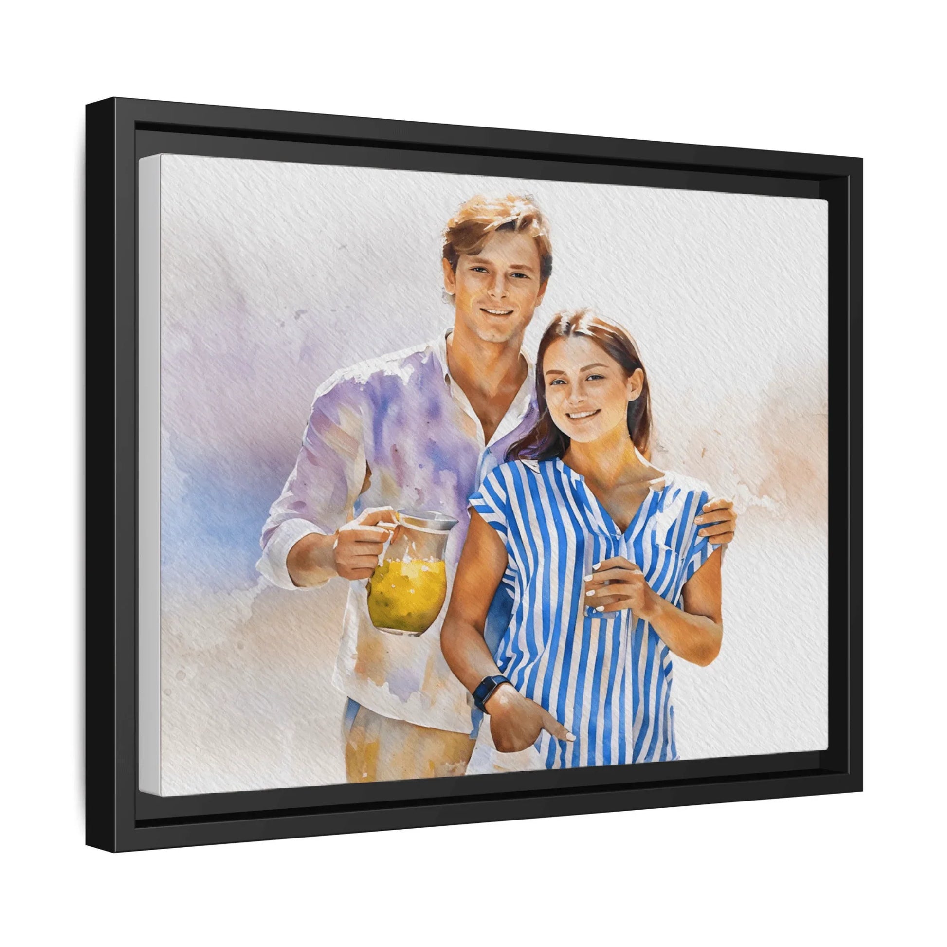 Personalize Your Love Photo To Art, Turn Your Couple Photo Portrait to Water Color Style Canvas - BeUnikArt