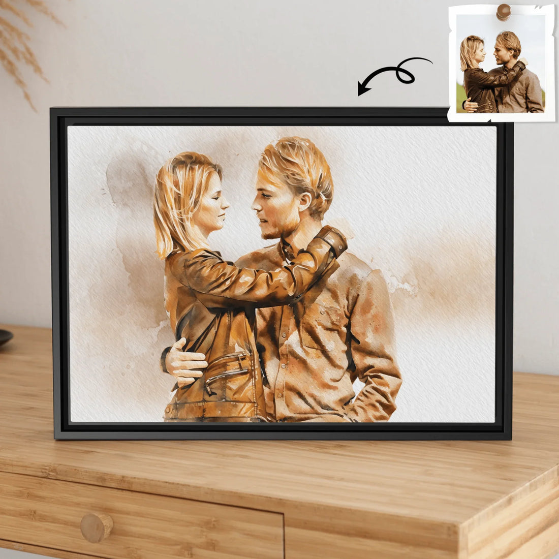 Personalize Your Love Photo To Art, Turn Your Couple Photo Portrait to Water Color Style Digital File - BeUnikArt