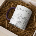 Personalized Couple Family Drawing Line Art, Meaningful Anniversary or Date Gift, Accent Coffee Mug (11, 15oz) - BeUnikArt