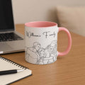 Personalized Couple Family Drawing Line Art, Meaningful Anniversary or Date Gift, Accent Coffee Mug (11, 15oz) - BeUnikArt