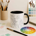 Personalized Couple Family Drawing Line Art, Meaningful Anniversary or Date Gift, Accent Coffee Mug (11, 15oz) - BeUnikArt