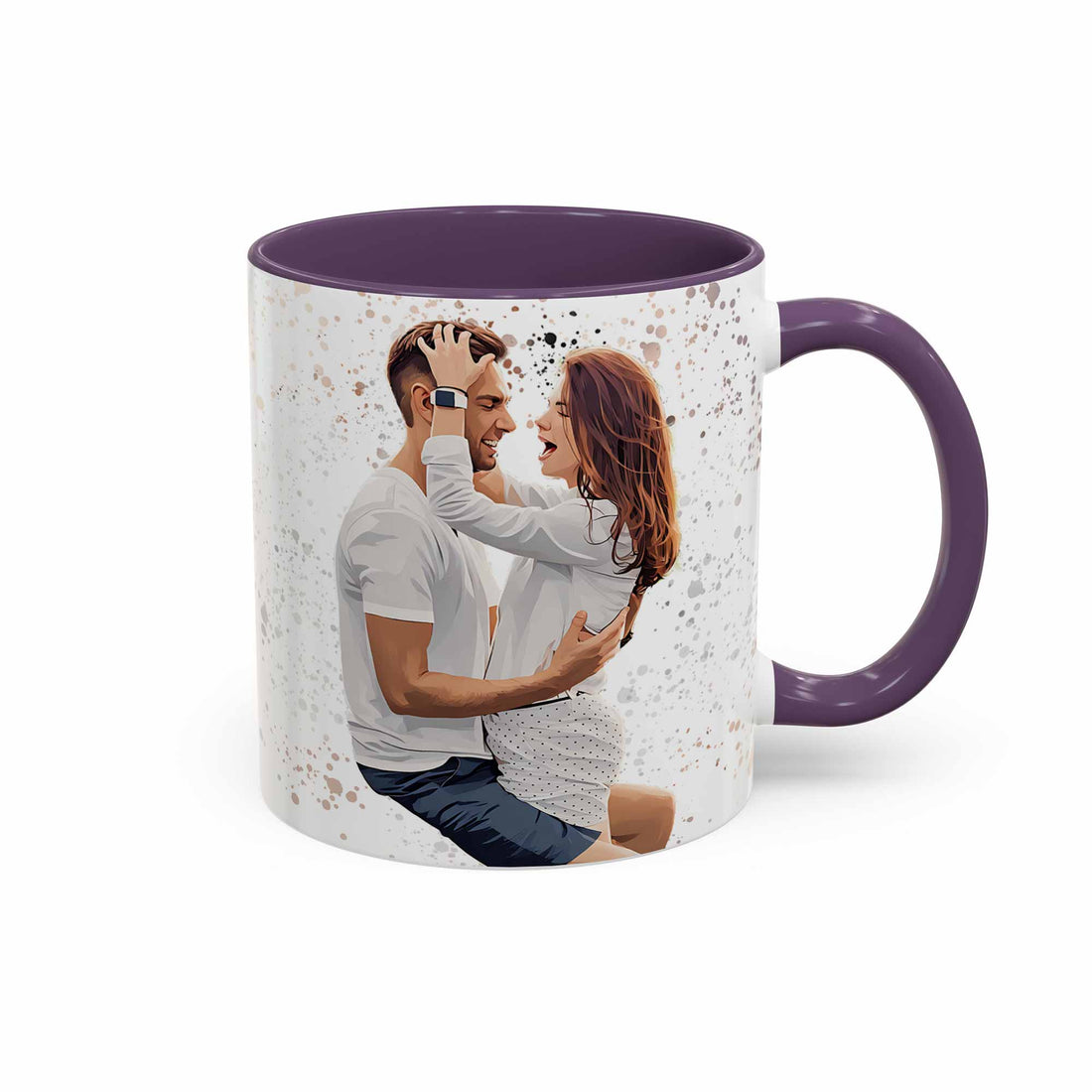 Personalized Couple Moment to Illustration Style Art Mug, Cute Love Gift, Accent Coffee Mug (11, 15oz) - BeUnikArt