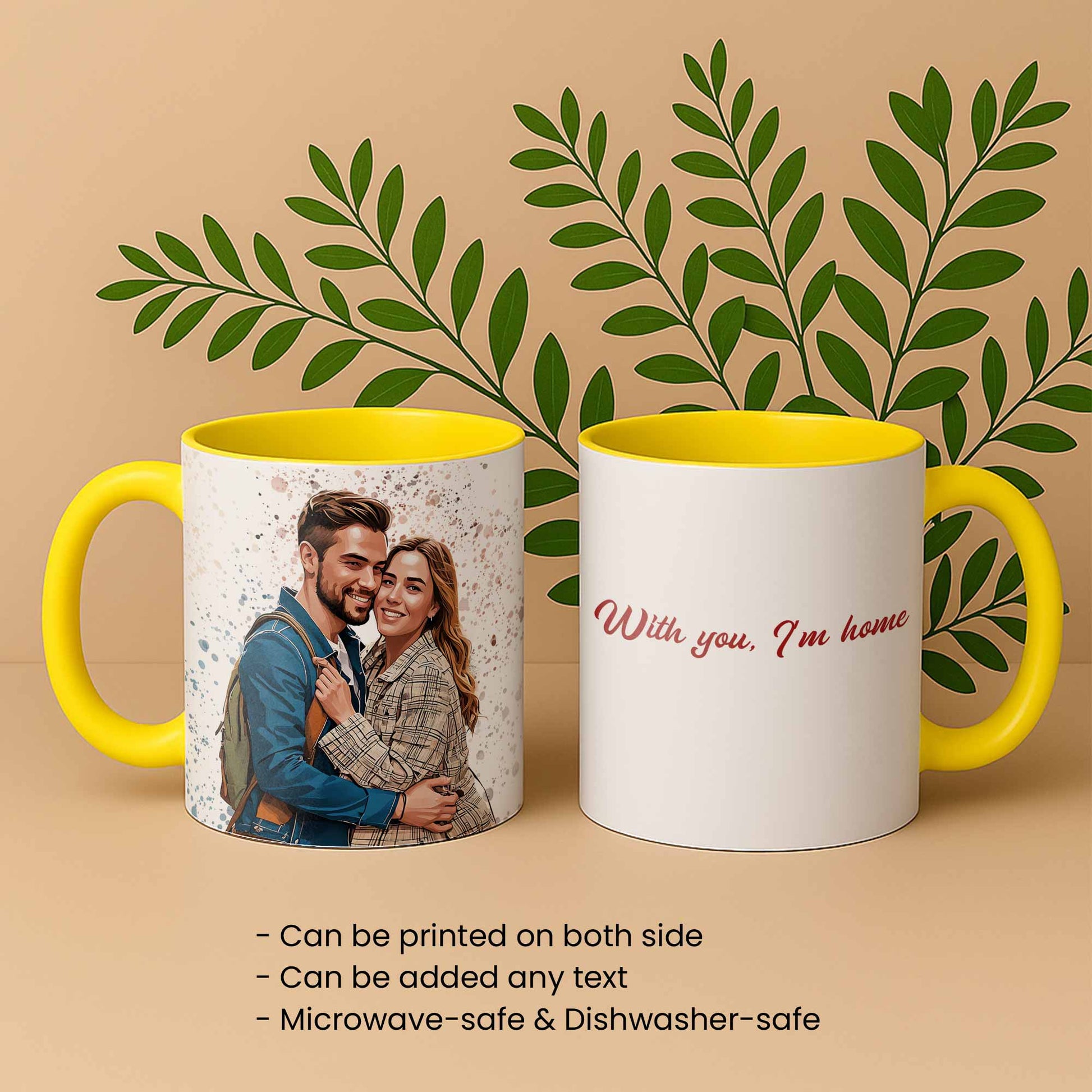 Personalized Couple Moment to Illustration Style Art Mug, Cute Love Gift, Accent Coffee Mug (11, 15oz) - BeUnikArt