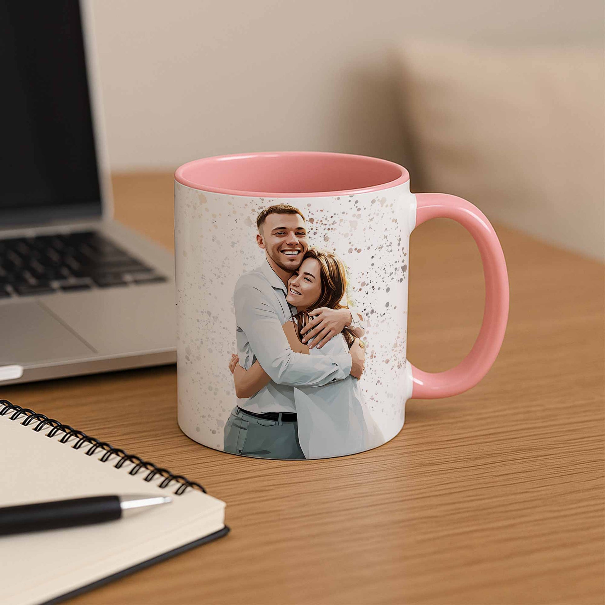 Personalized Couple Moment to Illustration Style Art Mug, Cute Love Gift, Accent Coffee Mug (11, 15oz) - BeUnikArt