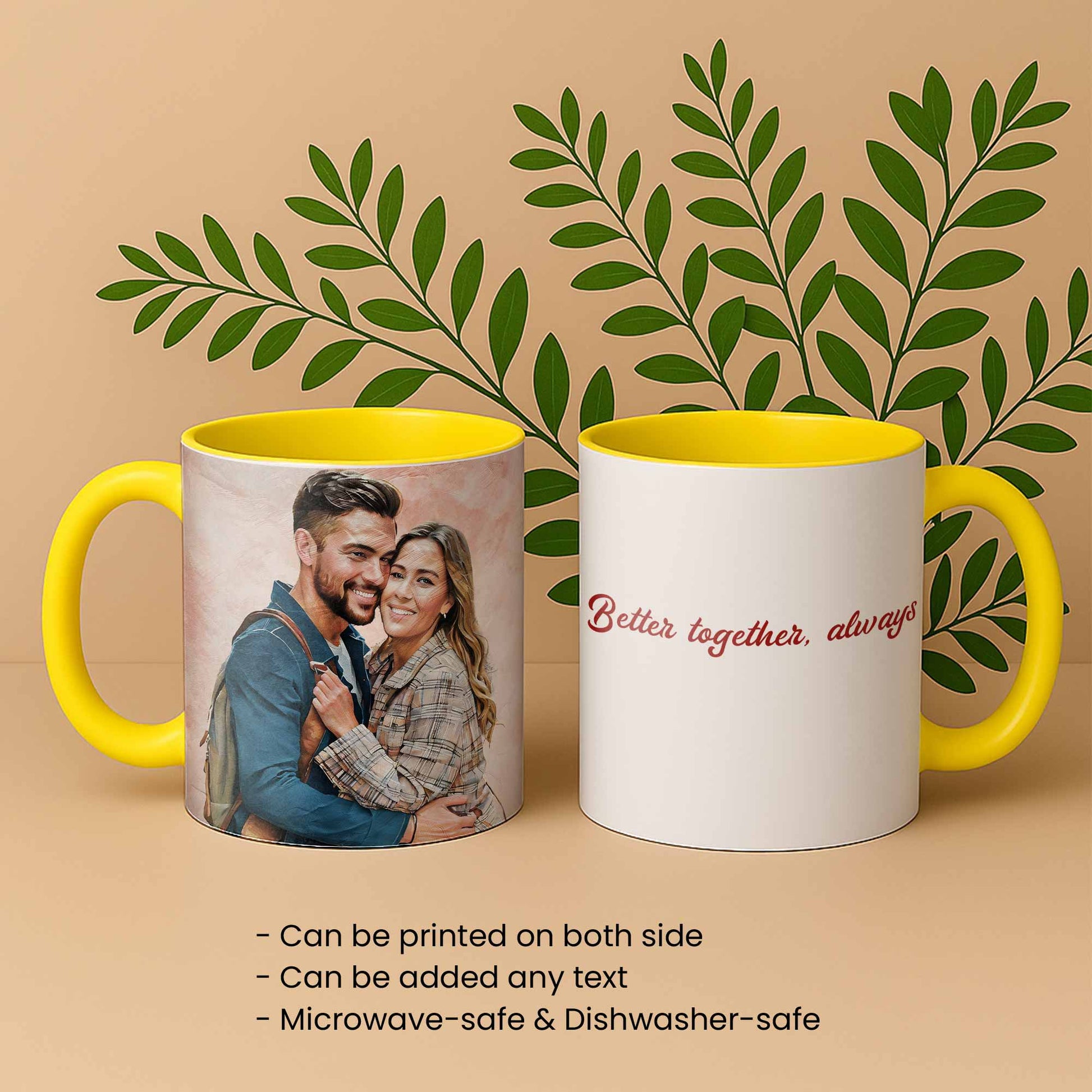 Personalized Couple Portrait Mug, Turn Photo to Oil Painting Style Art, Accent Coffee Mug (11, 15oz) - BeUnikArt