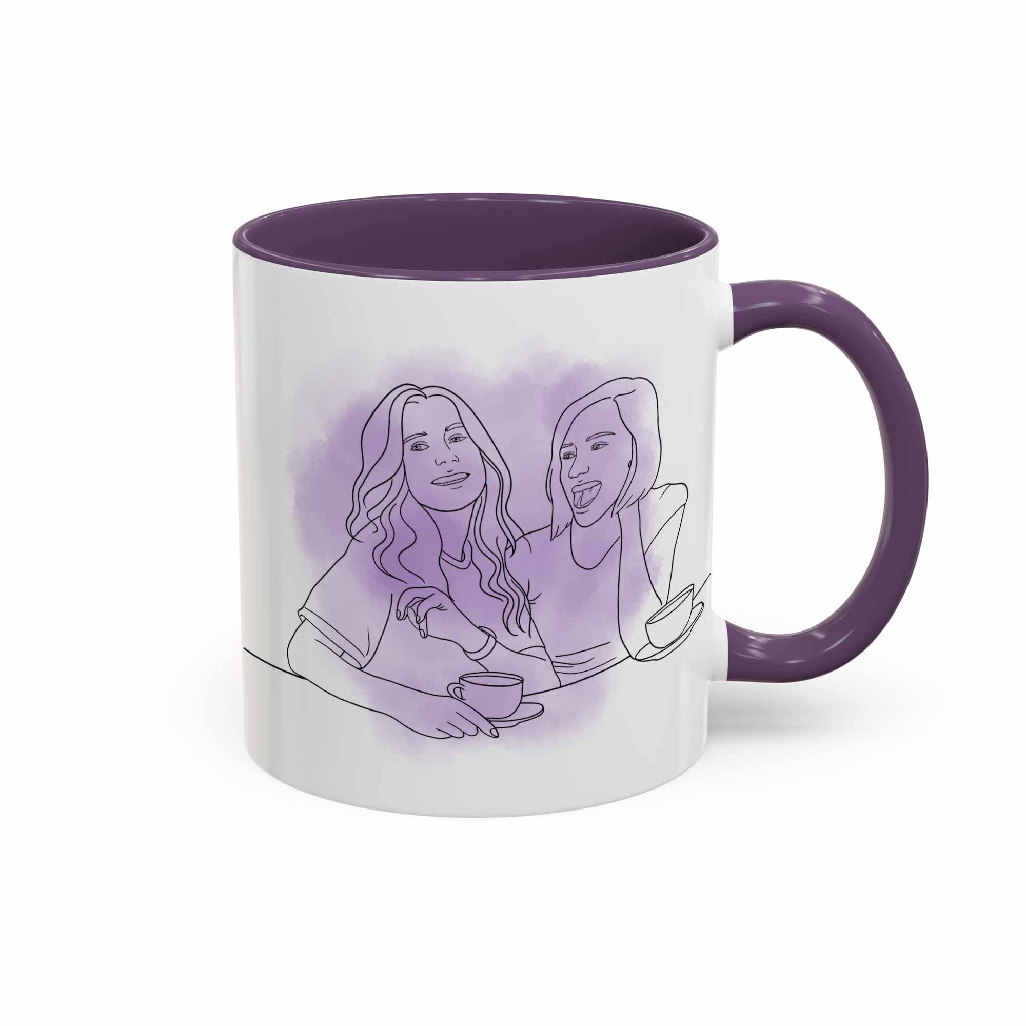 Personalized Friendship Line Art from Photo, Best Friend Gift Mug, Accent Coffee Mug (11, 15oz) - BeUnikArt