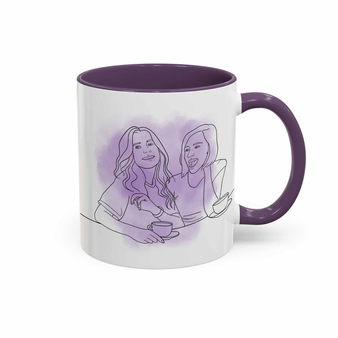 Personalized Friendship Line Art from Photo, Best Friend Gift Mug, Accent Coffee Mug (11, 15oz) - BeUnikArt