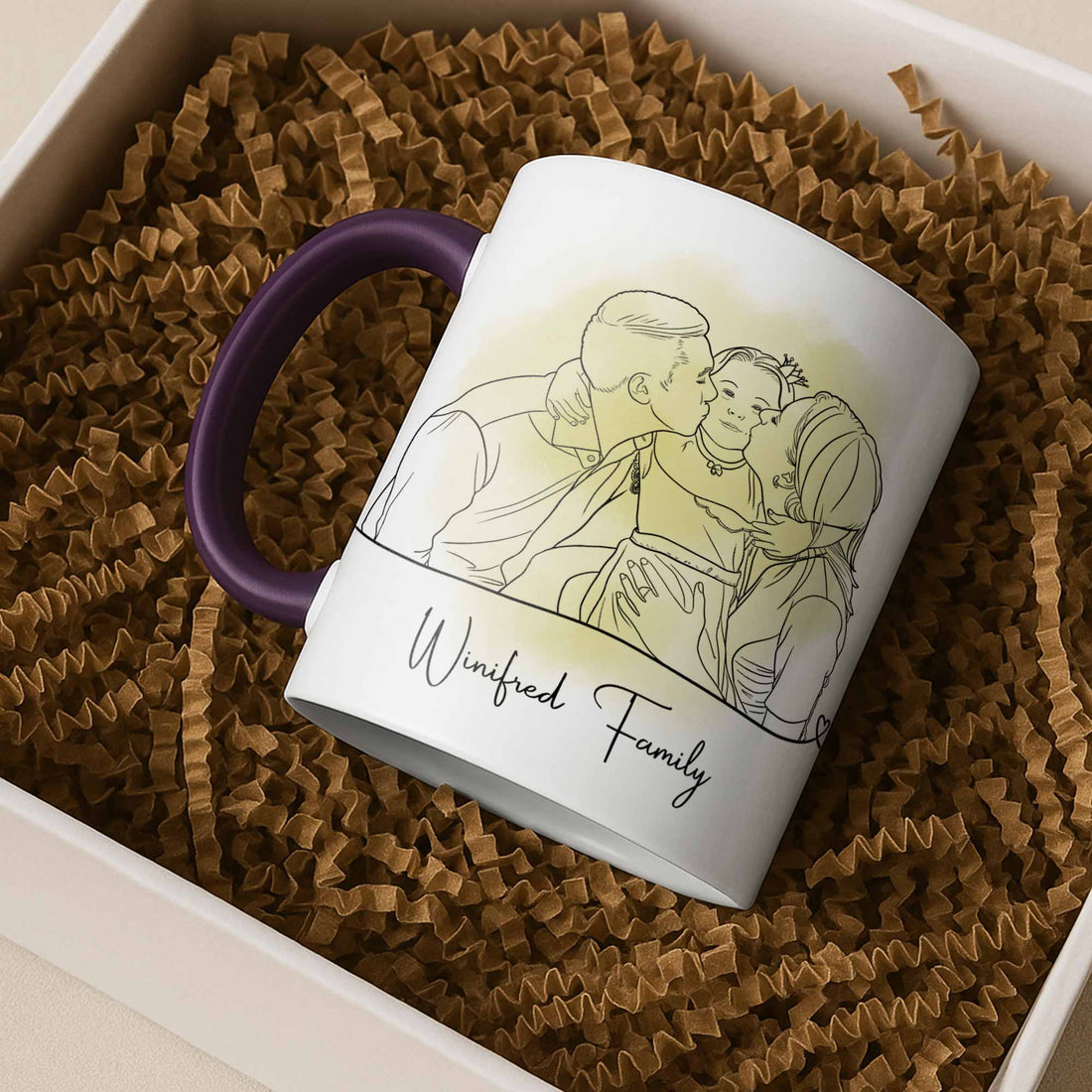 Personalized Line Art from Photo, Couple Anniversary Family Gift, Art Accent Coffee Mug (11, 15oz) - BeUnikArt