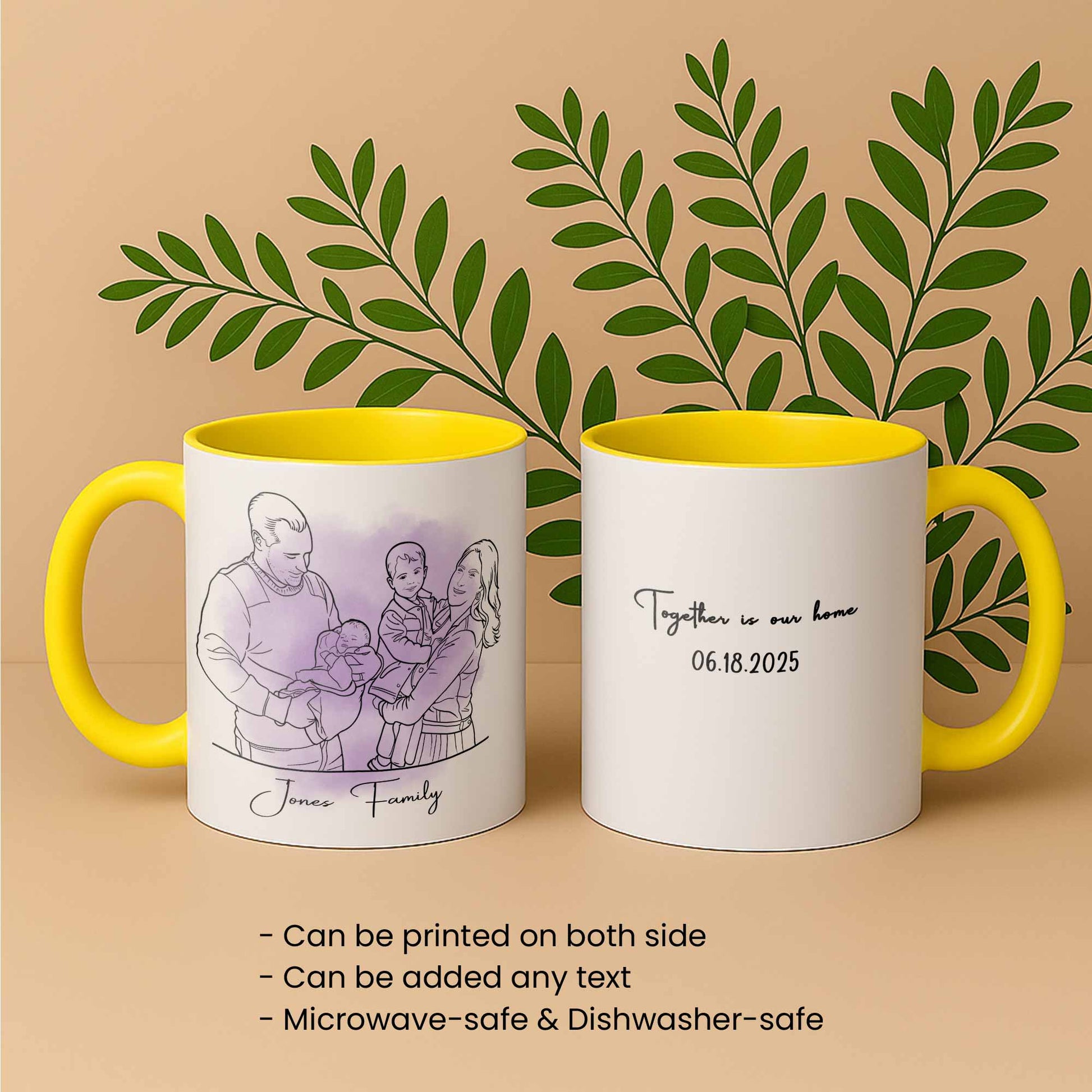 Personalized Line Art from Photo, Couple Anniversary Family Gift, Art Accent Coffee Mug (11, 15oz) - BeUnikArt
