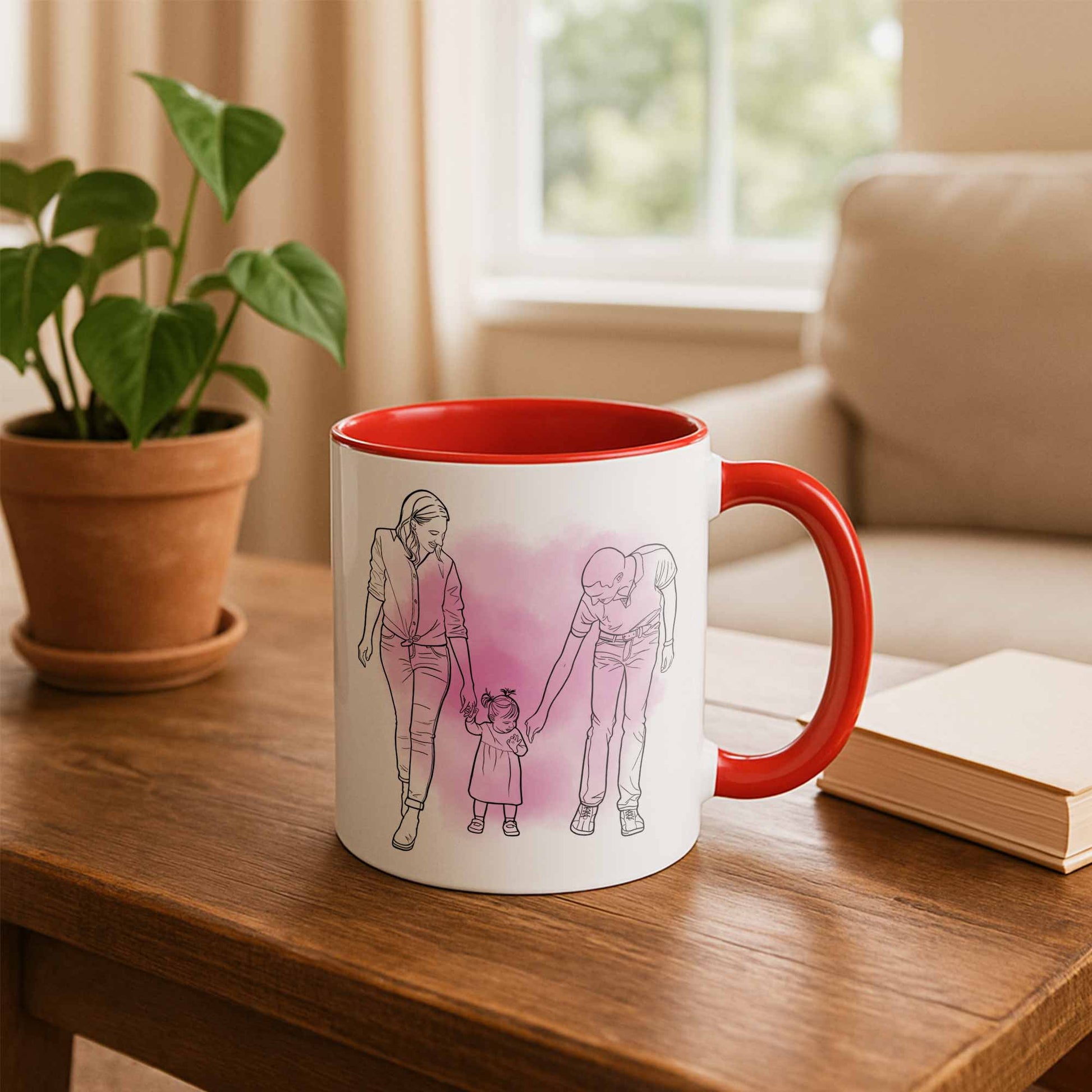 Personalized Line Art from Photo, Couple Anniversary Family Gift, Art Accent Coffee Mug (11, 15oz) - BeUnikArt