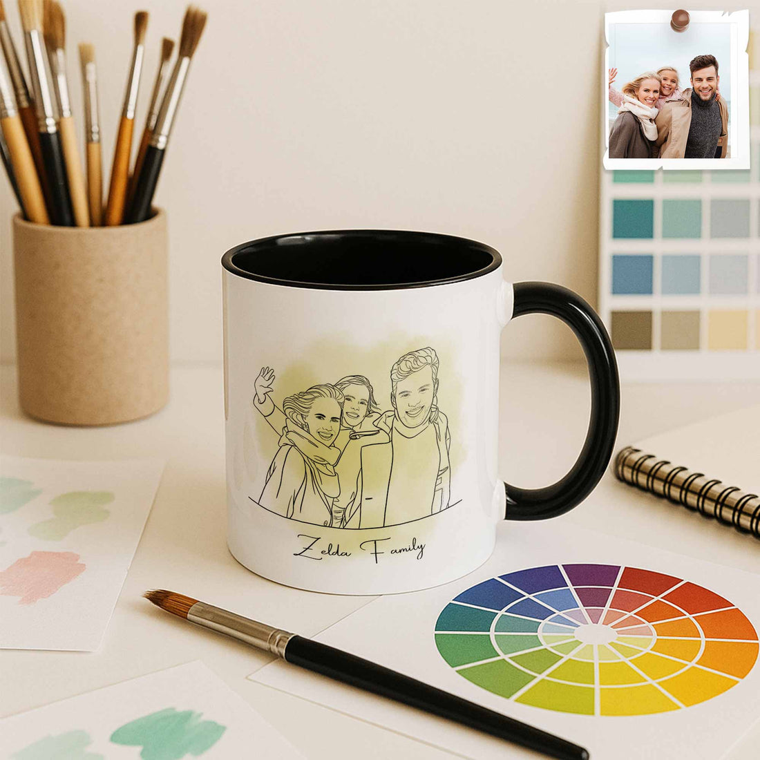 Personalized Line Art from Photo, Couple Anniversary Family Gift, Art Accent Coffee Mug (11, 15oz) - BeUnikArt