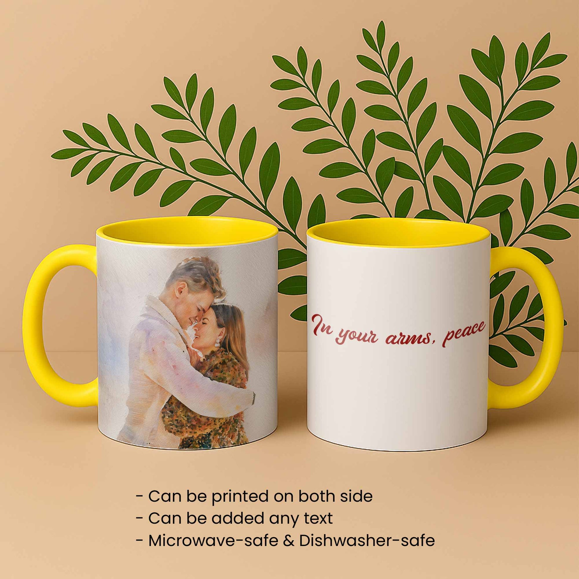 Personalized Love Photo to Water Color Style Art Mug, Romantic Design, Accent Coffee Mug (11, 15oz) - BeUnikArt