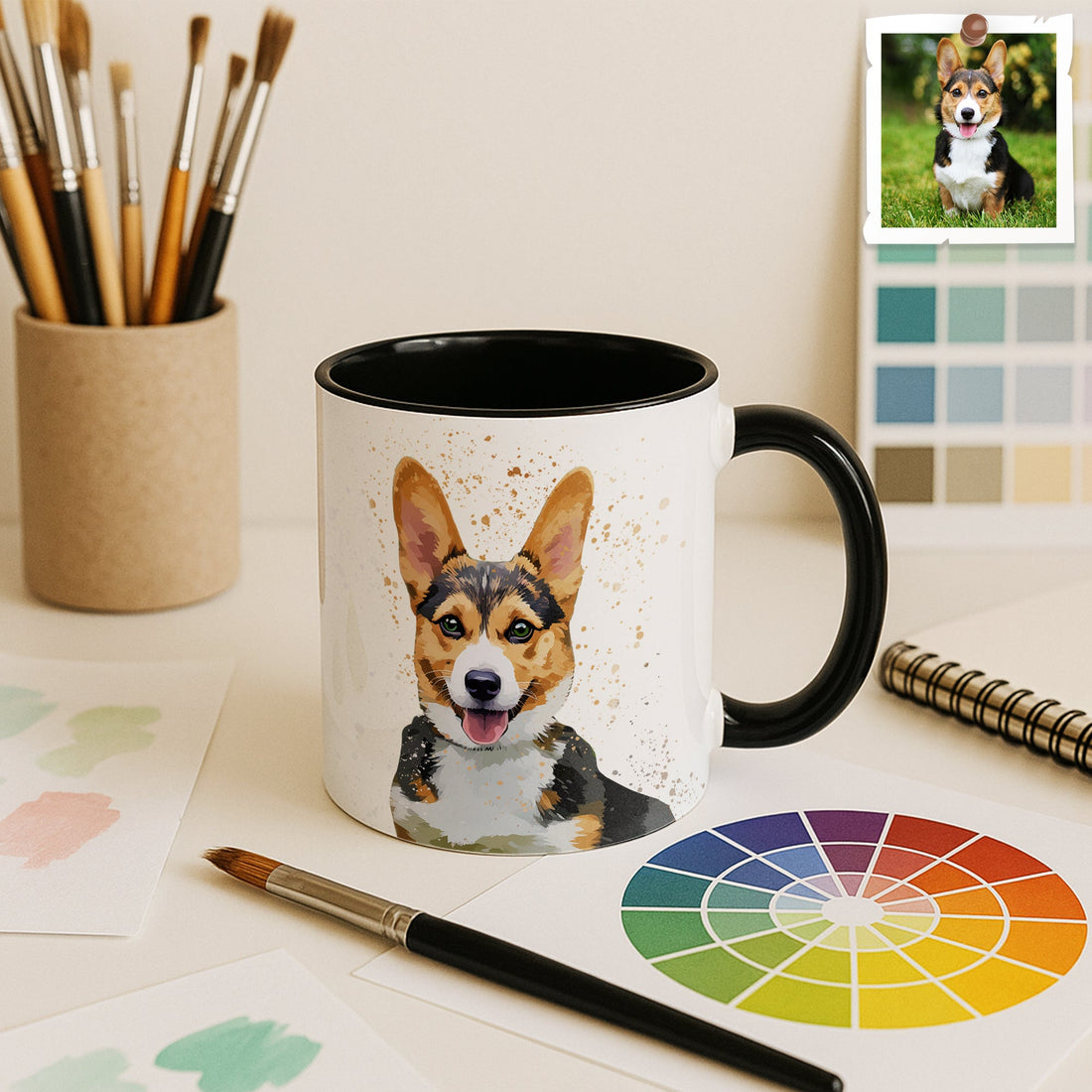 Personalized Pet Memory Mug, Turn Moment to Illustration Art, Accent Coffee Mug (11, 15oz) - BeUnikArt