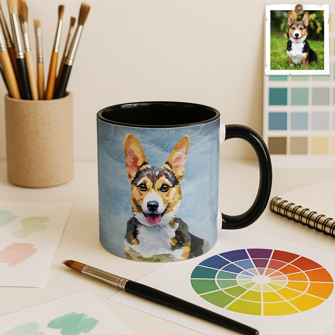 Personalized Pet Photo to Oil Painting Art, Unique Gift, Accent Coffee Mug (11, 15oz) - BeUnikArt