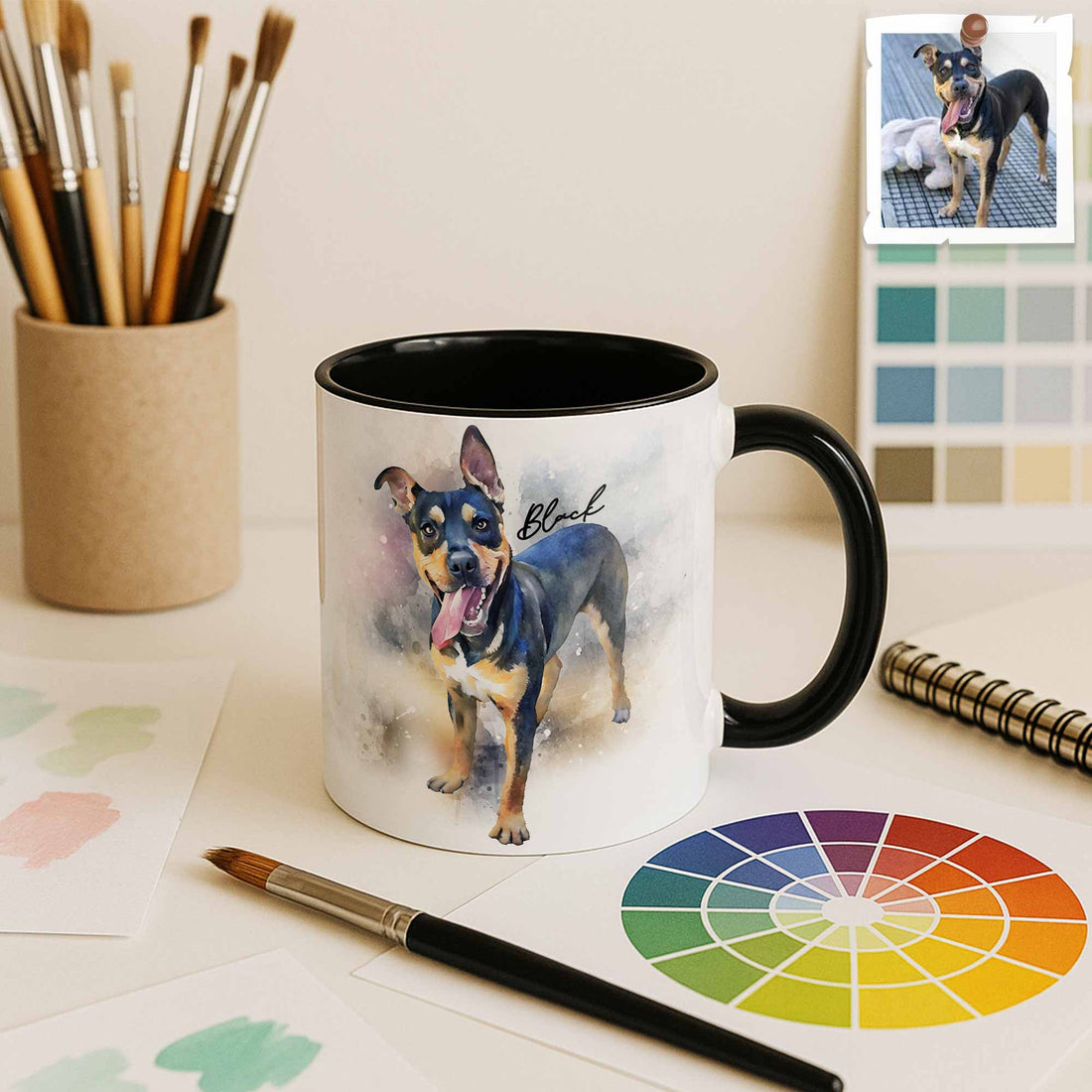 Personalized Pet Picture to Water Color Style Art, Unique Mug, Accent Coffee Mug (11, 15oz) - BeUnikArt