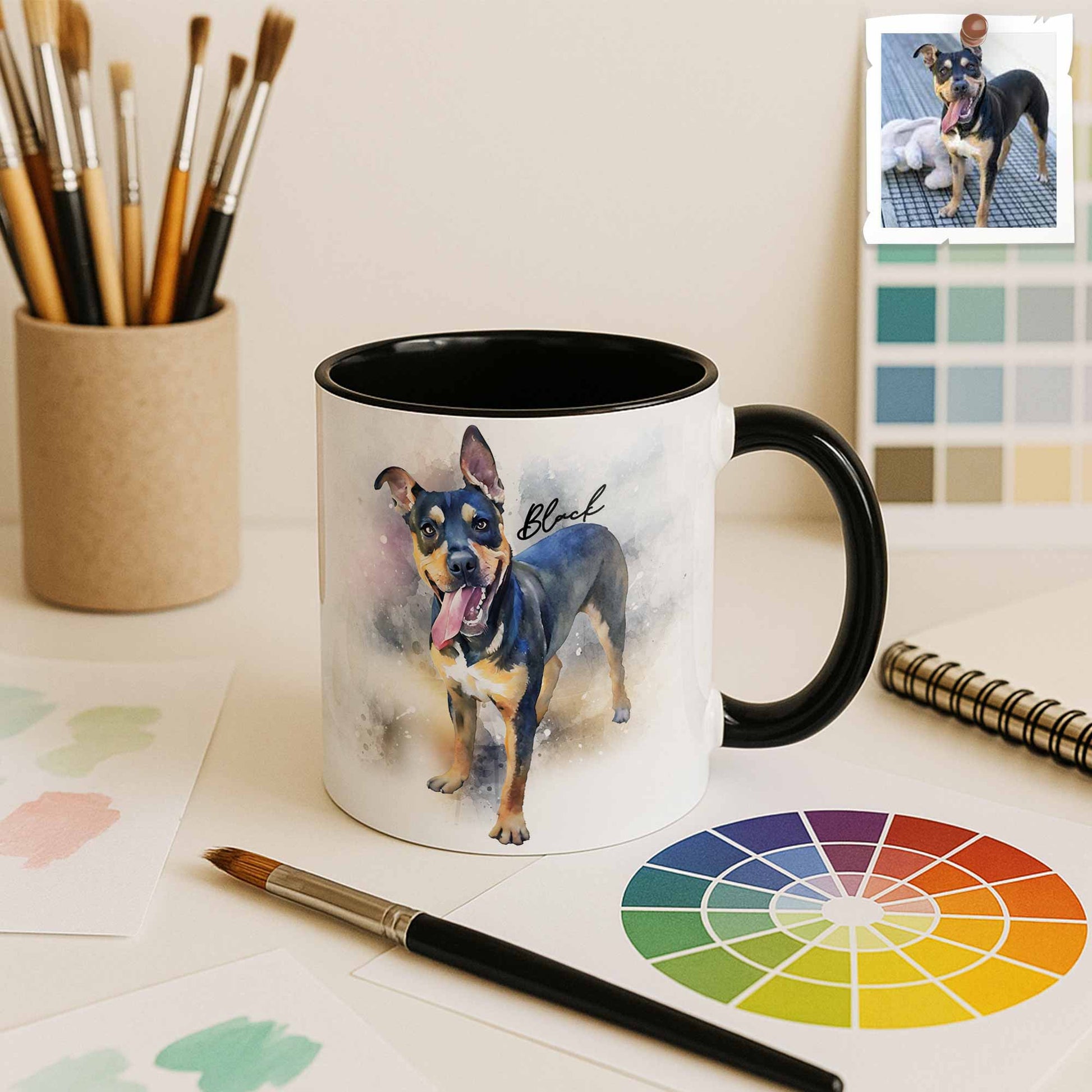 Personalized Pet Picture to Water Color Style Art, Unique Mug, Accent Coffee Mug (11, 15oz) - BeUnikArt