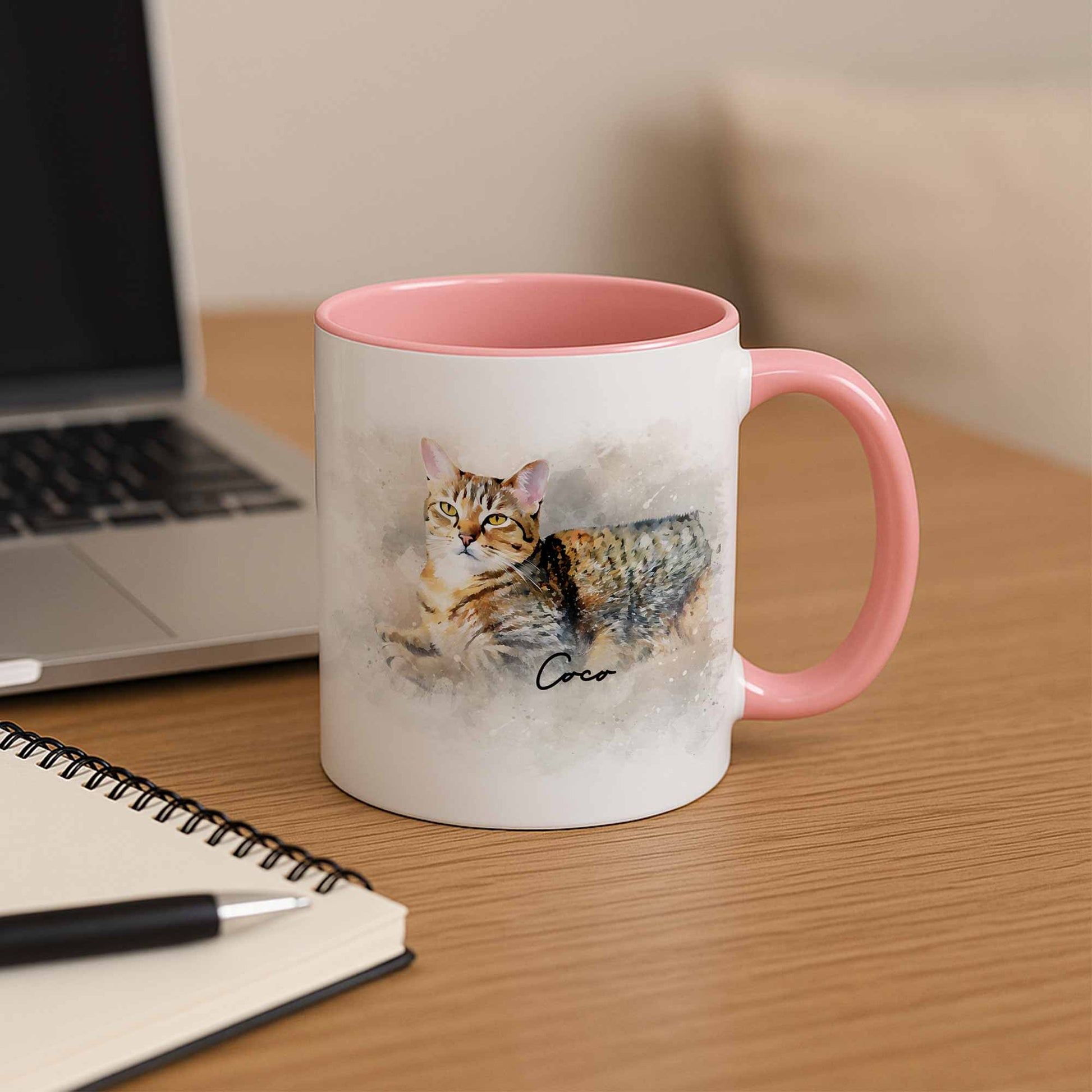 Personalized Pet Picture to Water Color Style Art, Unique Mug, Accent Coffee Mug (11, 15oz) - BeUnikArt