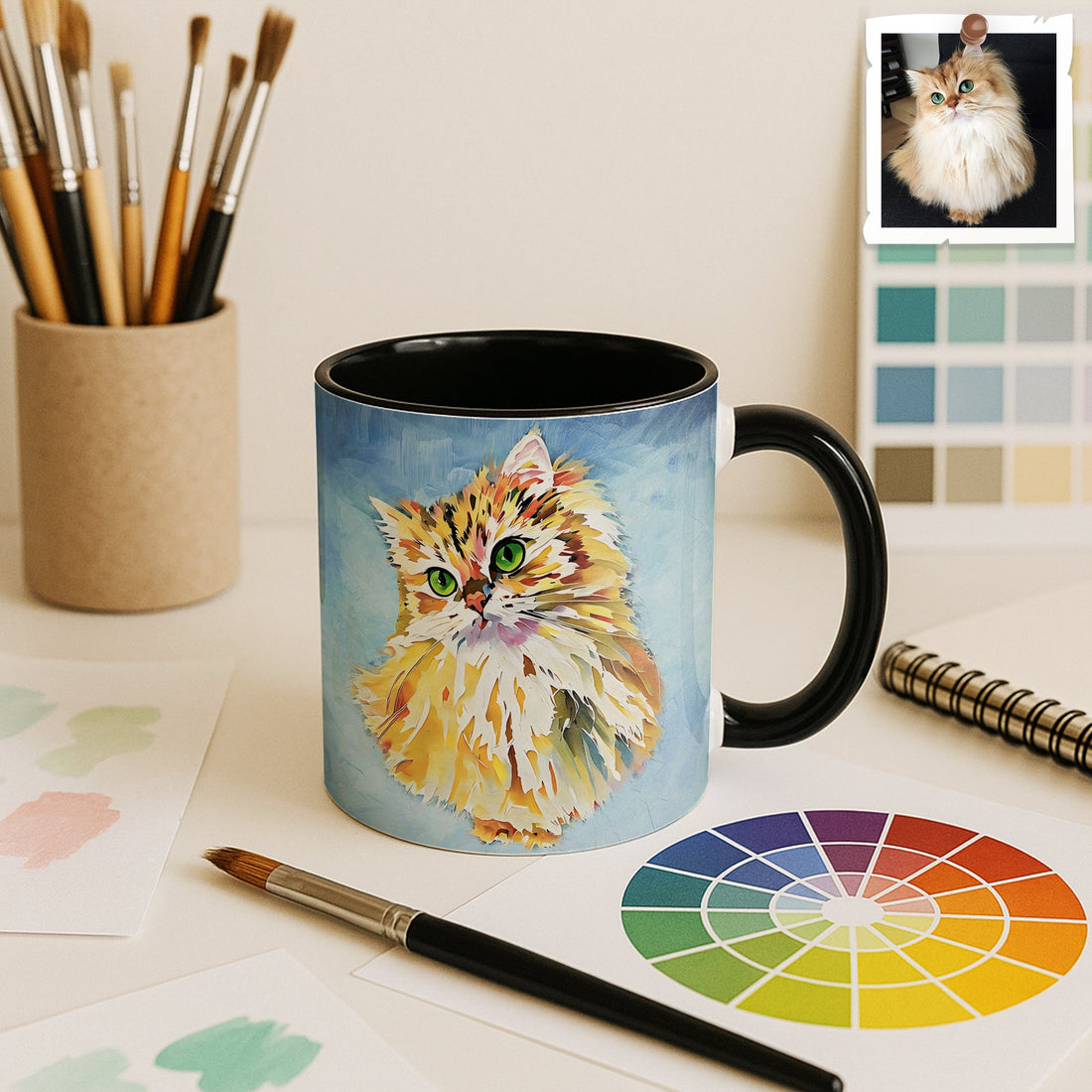 Personalized Pet Portrait Mug, Turn Photo to Oil Painting Style Art Gift, Accent Coffee Mug (11, 15oz) - BeUnikArt